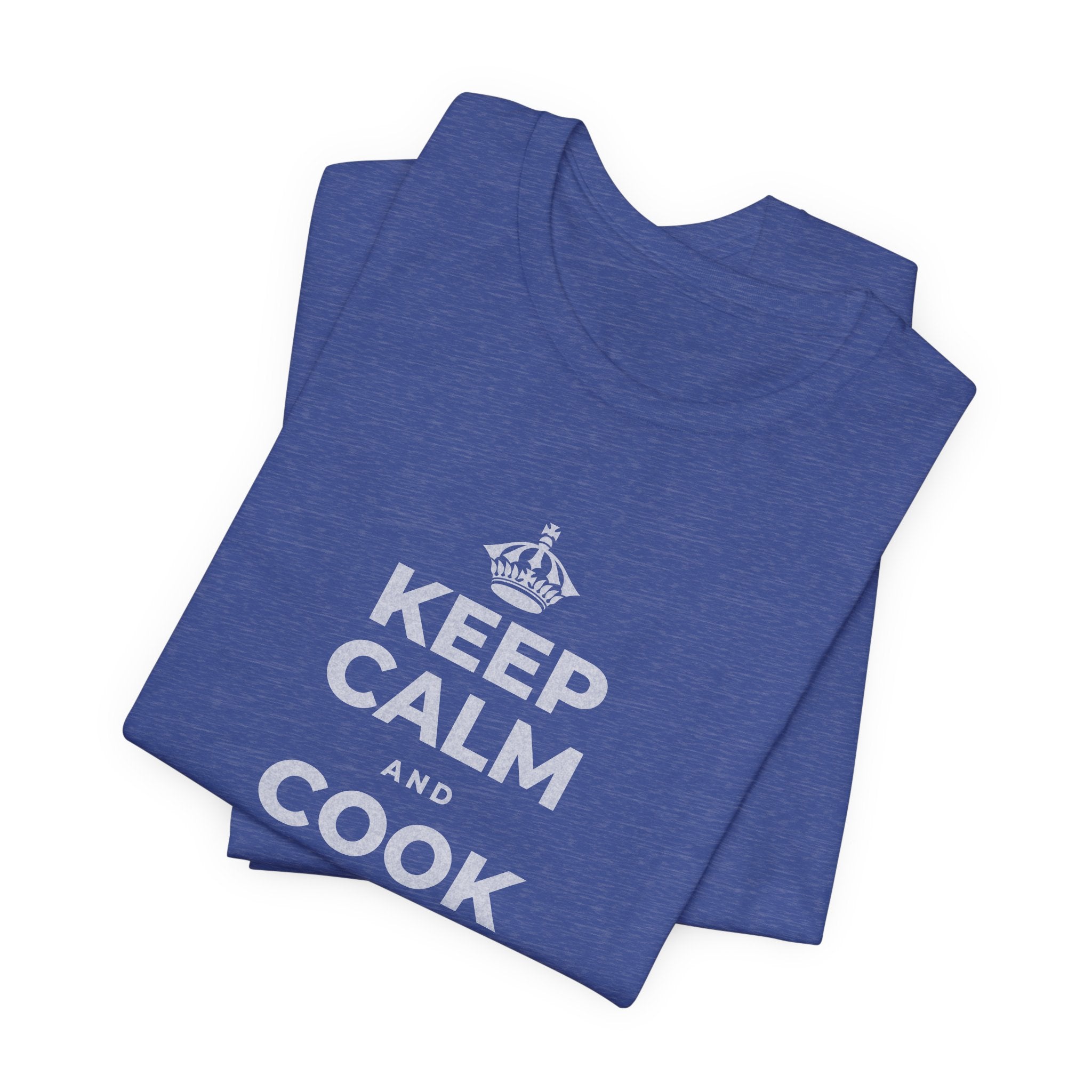 KEEP CALM AND COOK SOMETHING T-Shirt (Baby Blue–Silver)