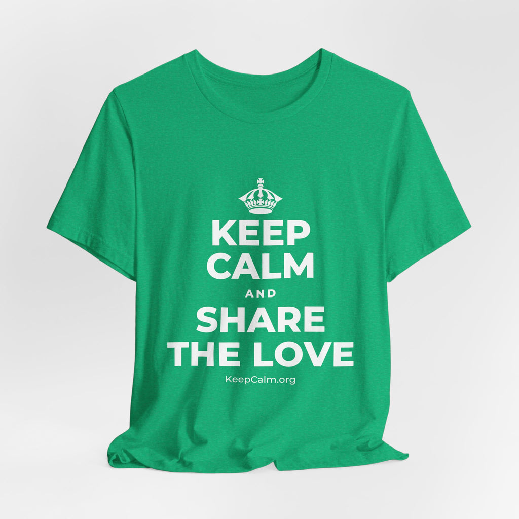 KEEP CALM AND SHARE THE LOVE T-Shirt (Baby Blue–Silver)