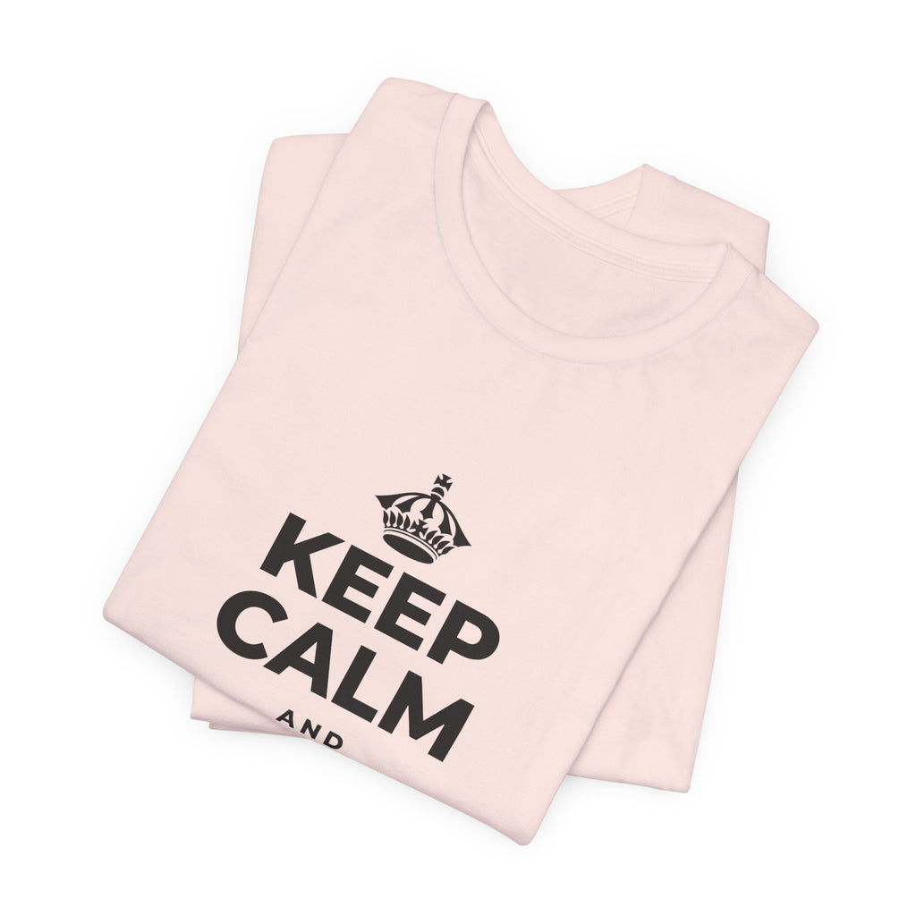 KEEP CALM AND LOVE OUT LOUD T-Shirt (Soft Cream–Heather Mauve)