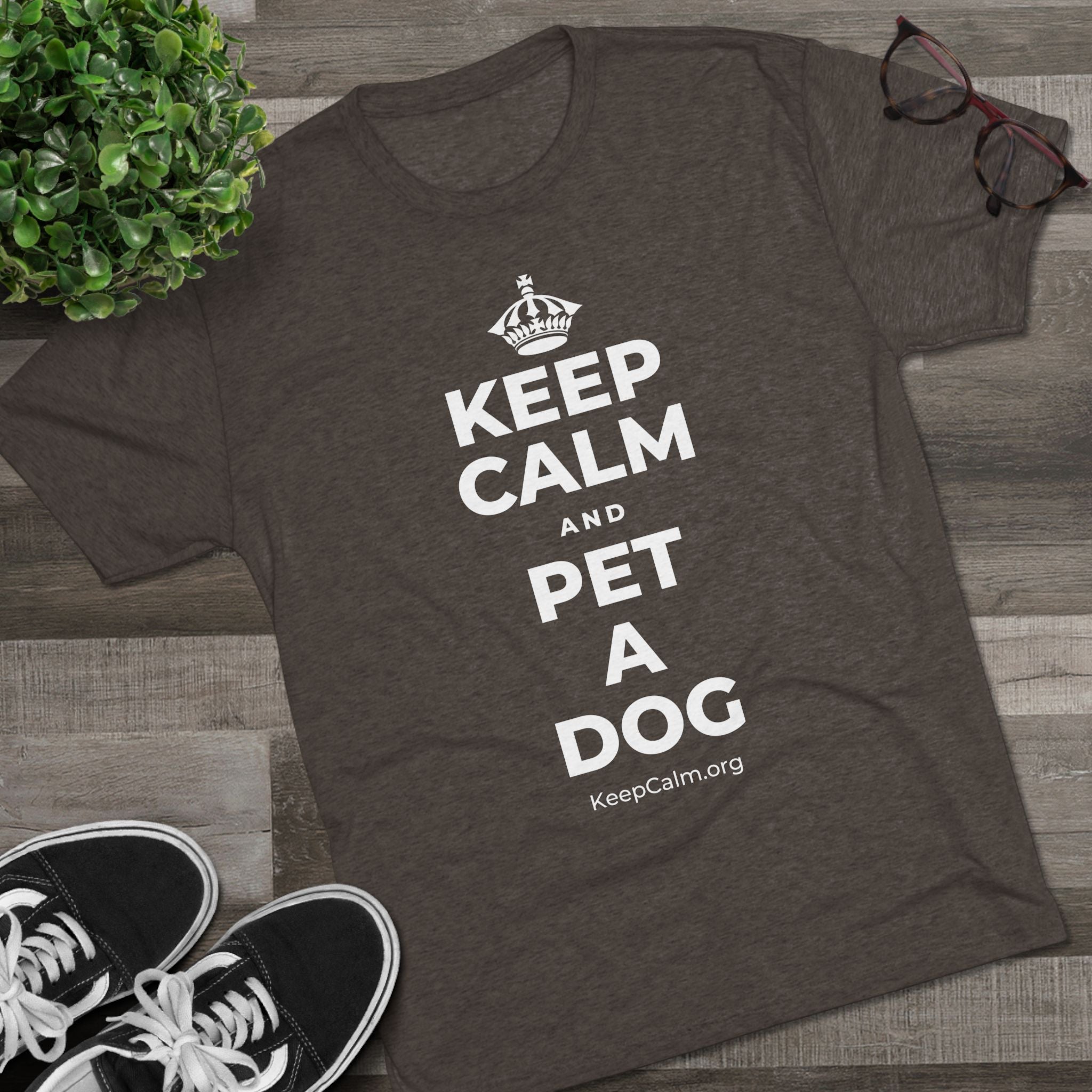 KEEP CALM AND PET A DOG Tri-Blend Tee