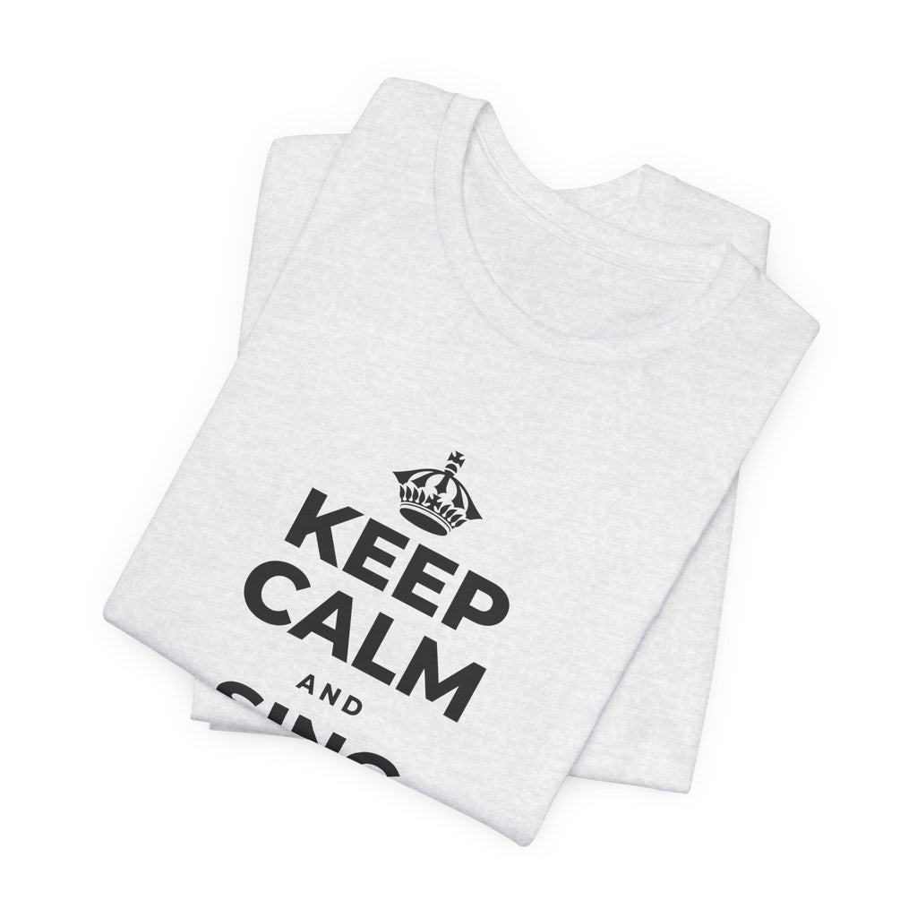 KEEP CALM AND SING WHILE YOU COOK T-Shirt (Soft Cream–Heather Mauve)