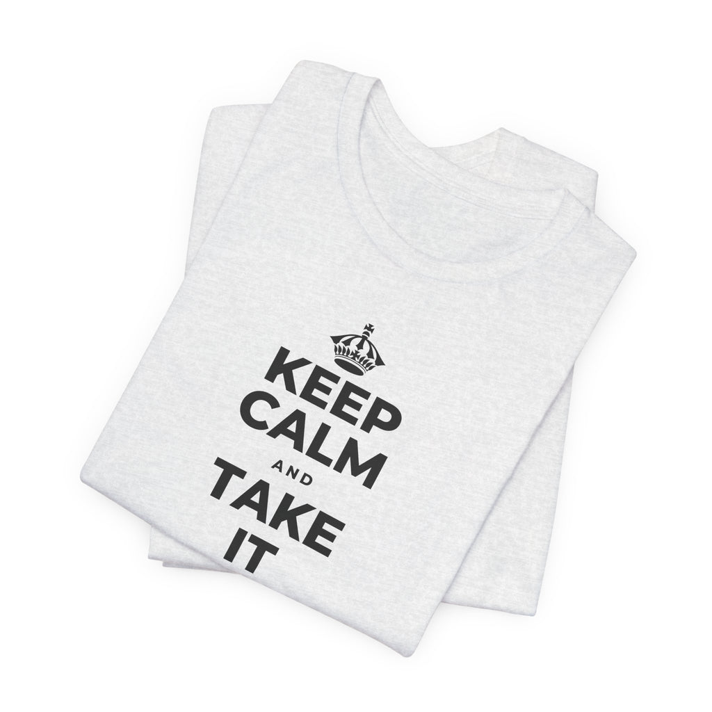 KEEP CALM AND TAKE IT ONE DAY AT A TIME T-Shirt (Soft Cream–Heather Mauve)