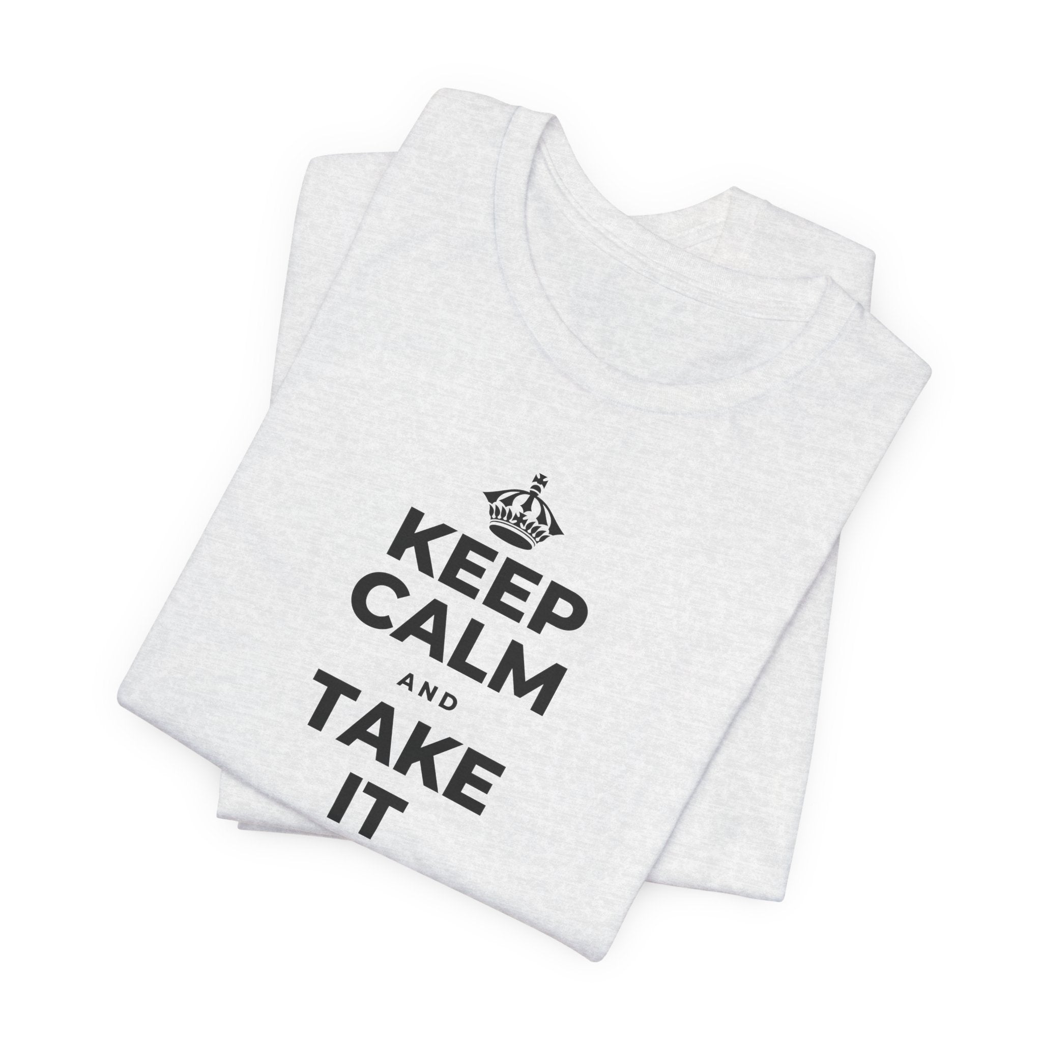 KEEP CALM AND TAKE IT ONE DAY AT A TIME T-Shirt (Soft Cream–Heather Mauve)