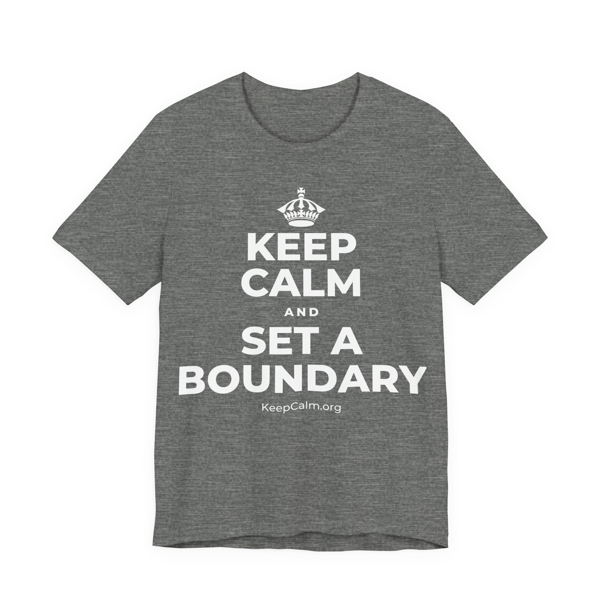 KEEP CALM AND SET A BOUNDARY T-Shirt (Baby Blue–Silver)