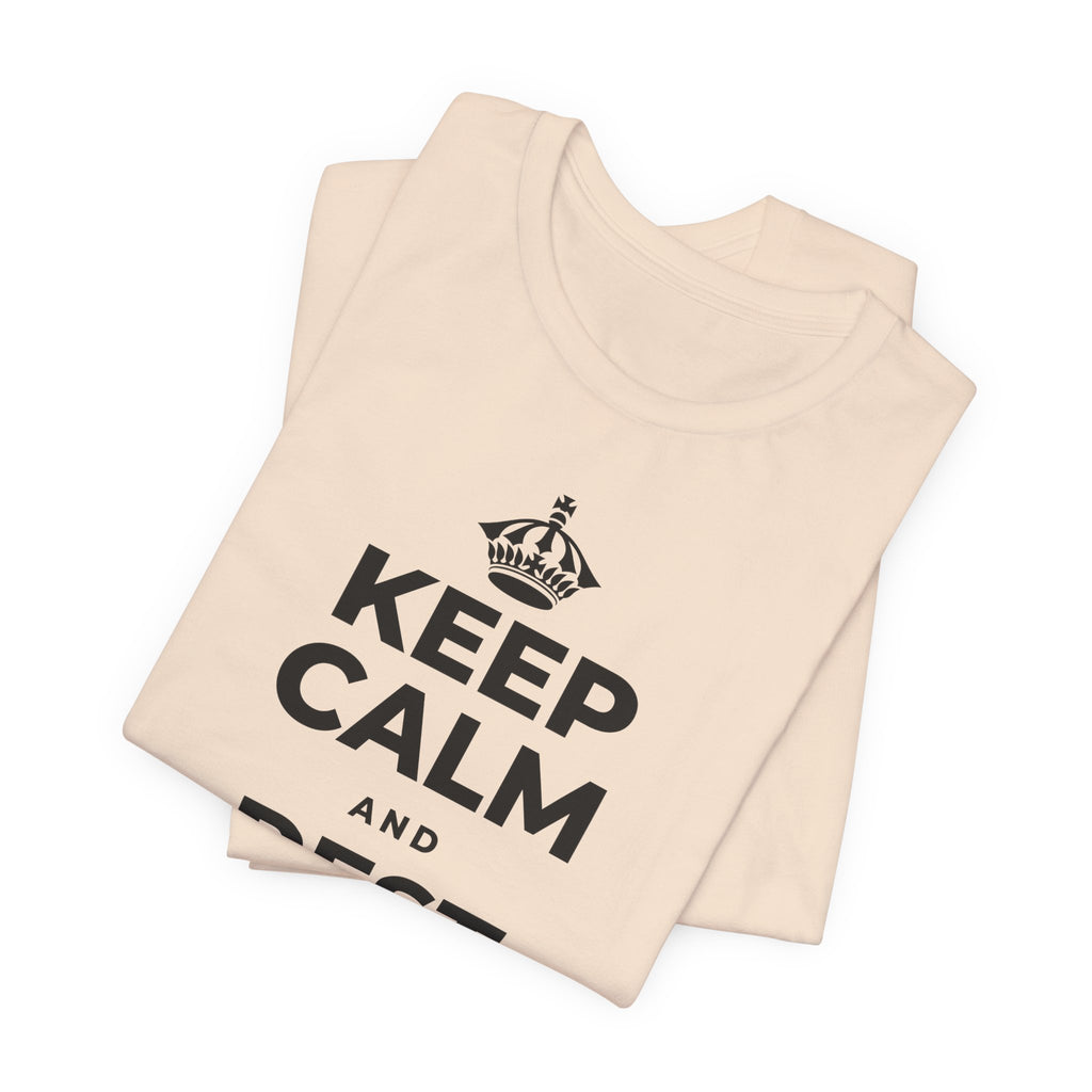 KEEP CALM AND REST YOUR EYES T-Shirt (Soft Cream–Heather Mauve)