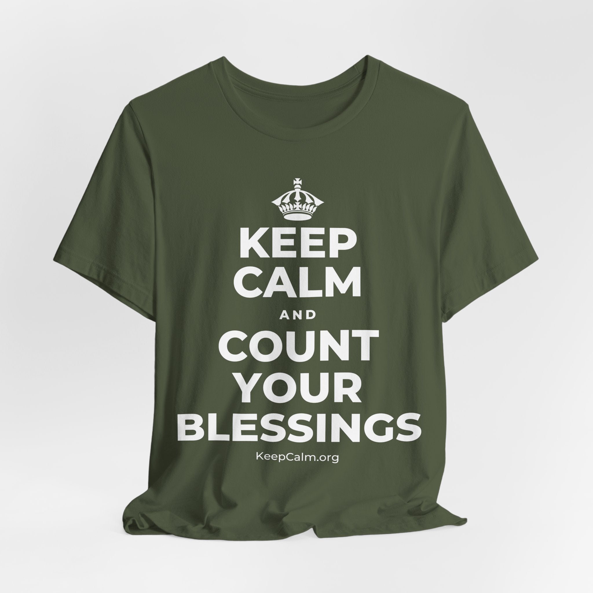 KEEP CALM AND COUNT YOUR BLESSINGS T-Shirt (Military Green–Autumn)