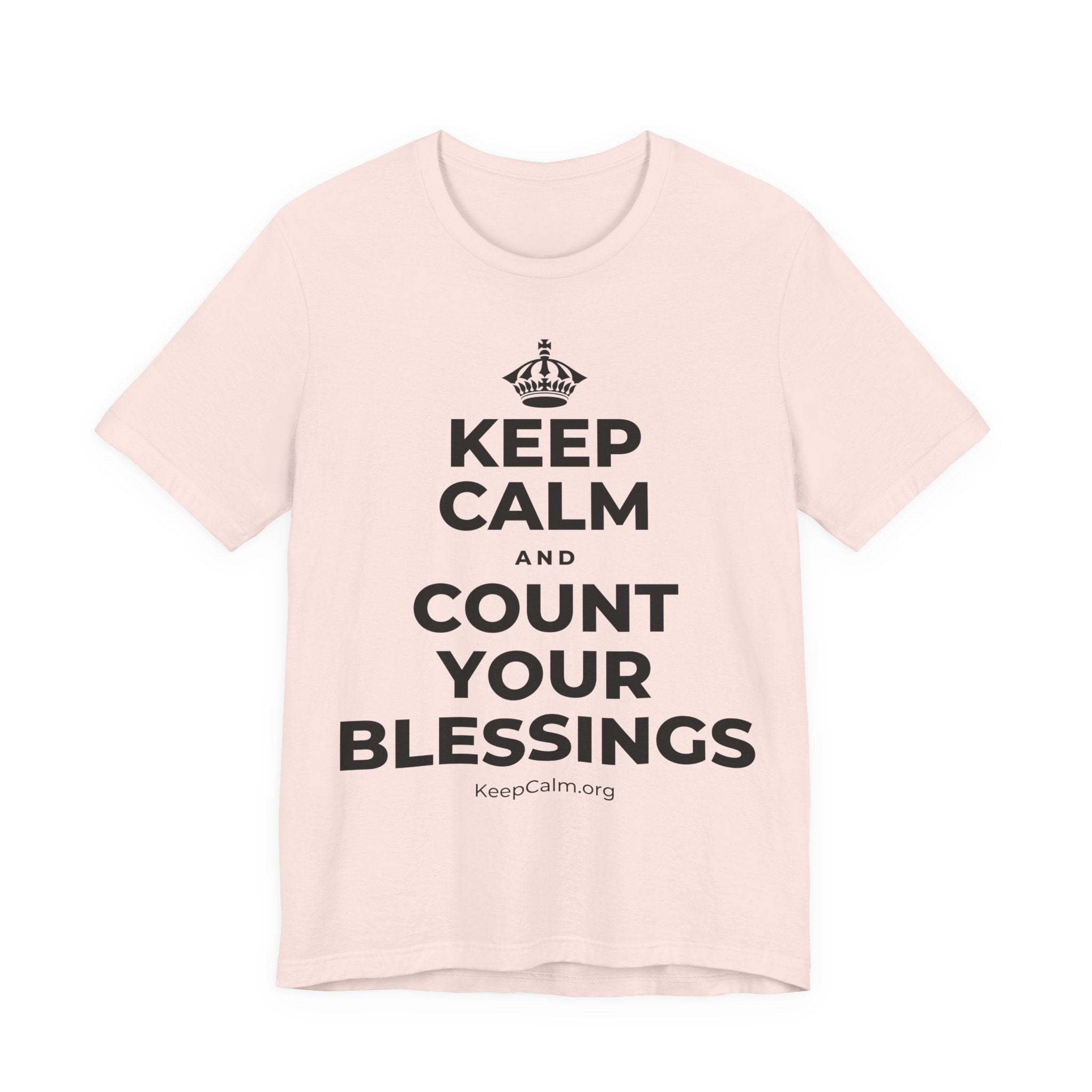 KEEP CALM AND COUNT YOUR BLESSINGS T-Shirt (Soft Cream–Heather Mauve)