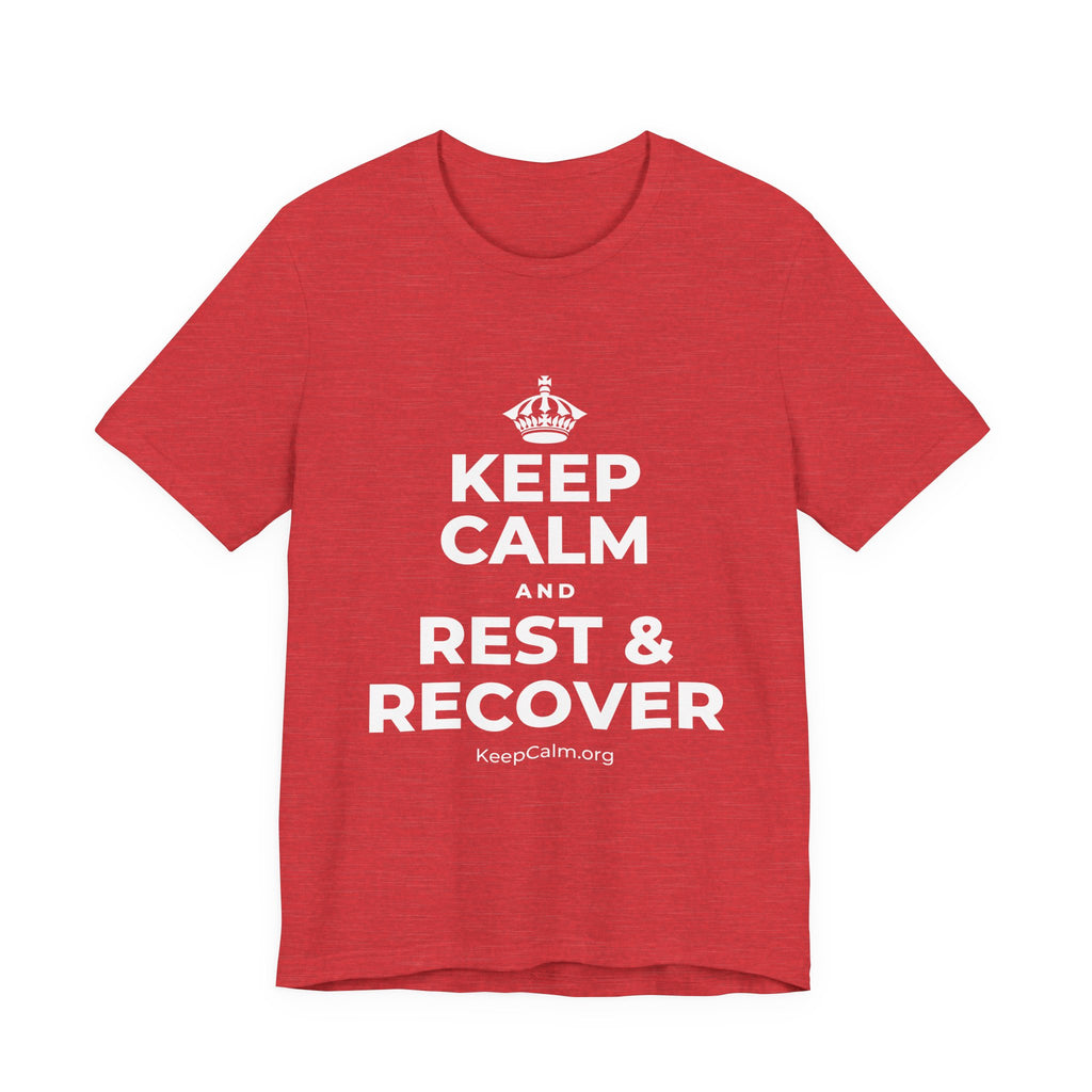KEEP CALM AND REST & RECOVER T-Shirt (Baby Blue–Silver)