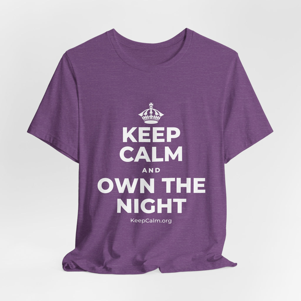 KEEP CALM AND OWN THE NIGHT T-Shirt (Baby Blue–Silver)