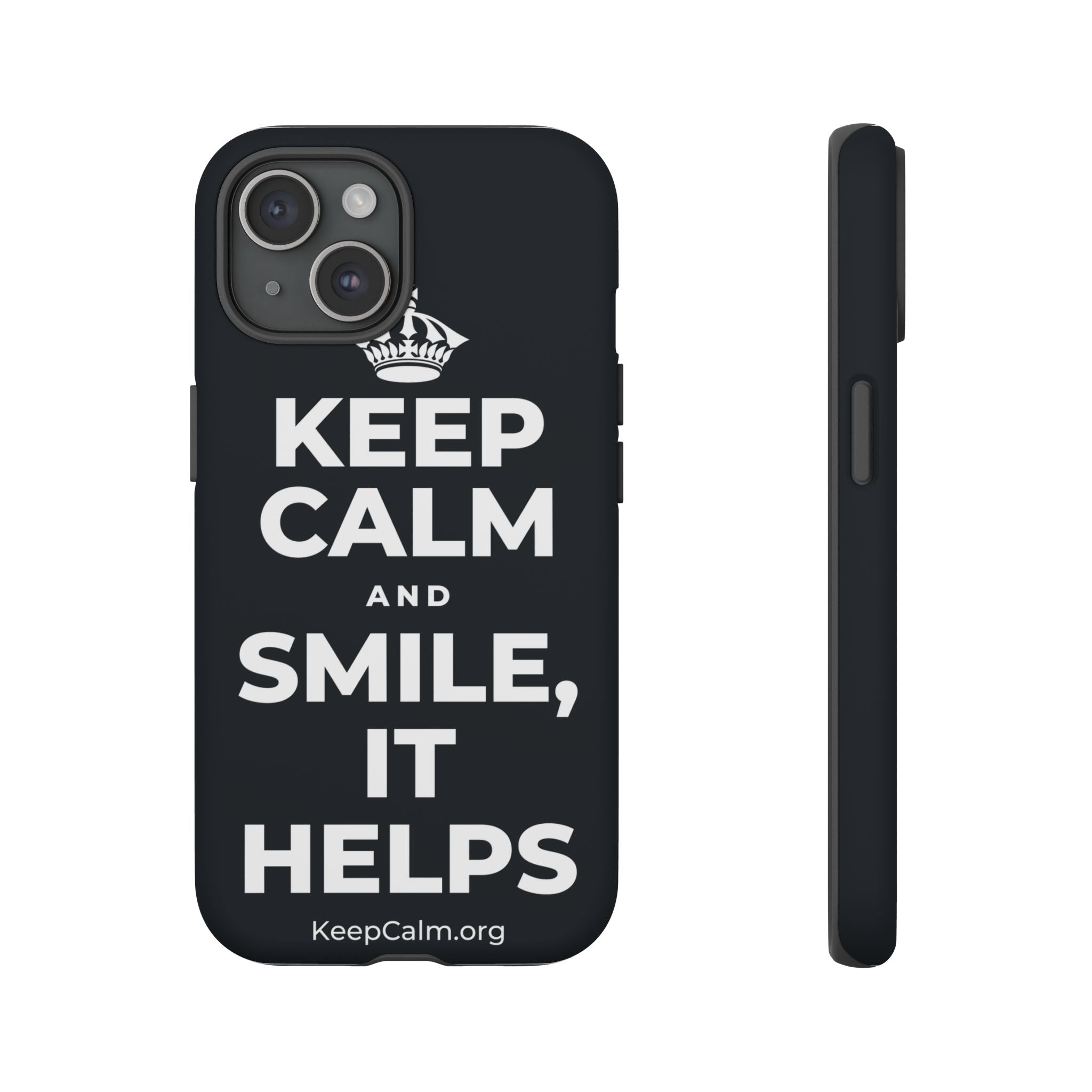 KEEP CALM AND SMILE, IT HELPS Phone Case (Dark)