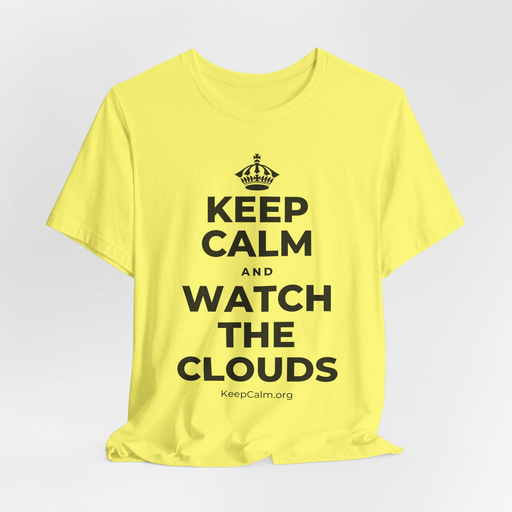 KEEP CALM AND WATCH THE CLOUDS T-Shirt (Soft Cream–Heather Mauve)