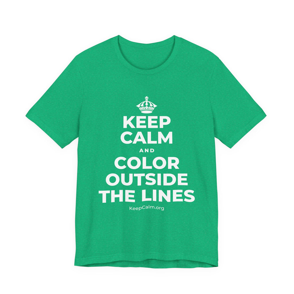 KEEP CALM AND COLOR OUTSIDE THE LINES T-Shirt (Baby Blue–Silver)