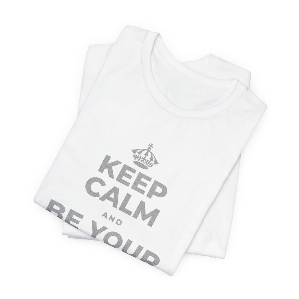 KEEP CALM AND BE YOUR OWN VALENTINE T-Shirt (White–Asphalt)