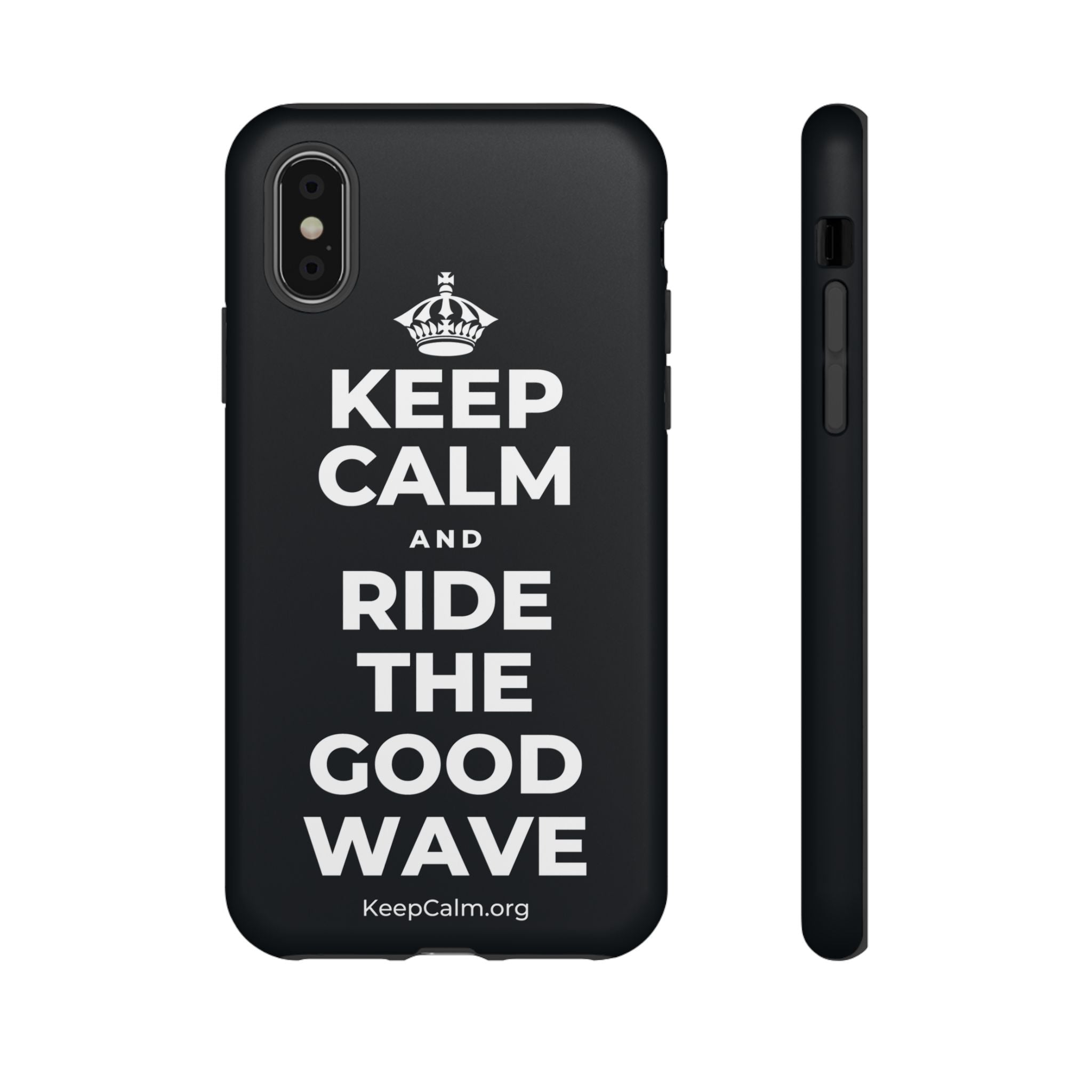 KEEP CALM AND RIDE THE GOOD WAVE Phone Case (Dark)
