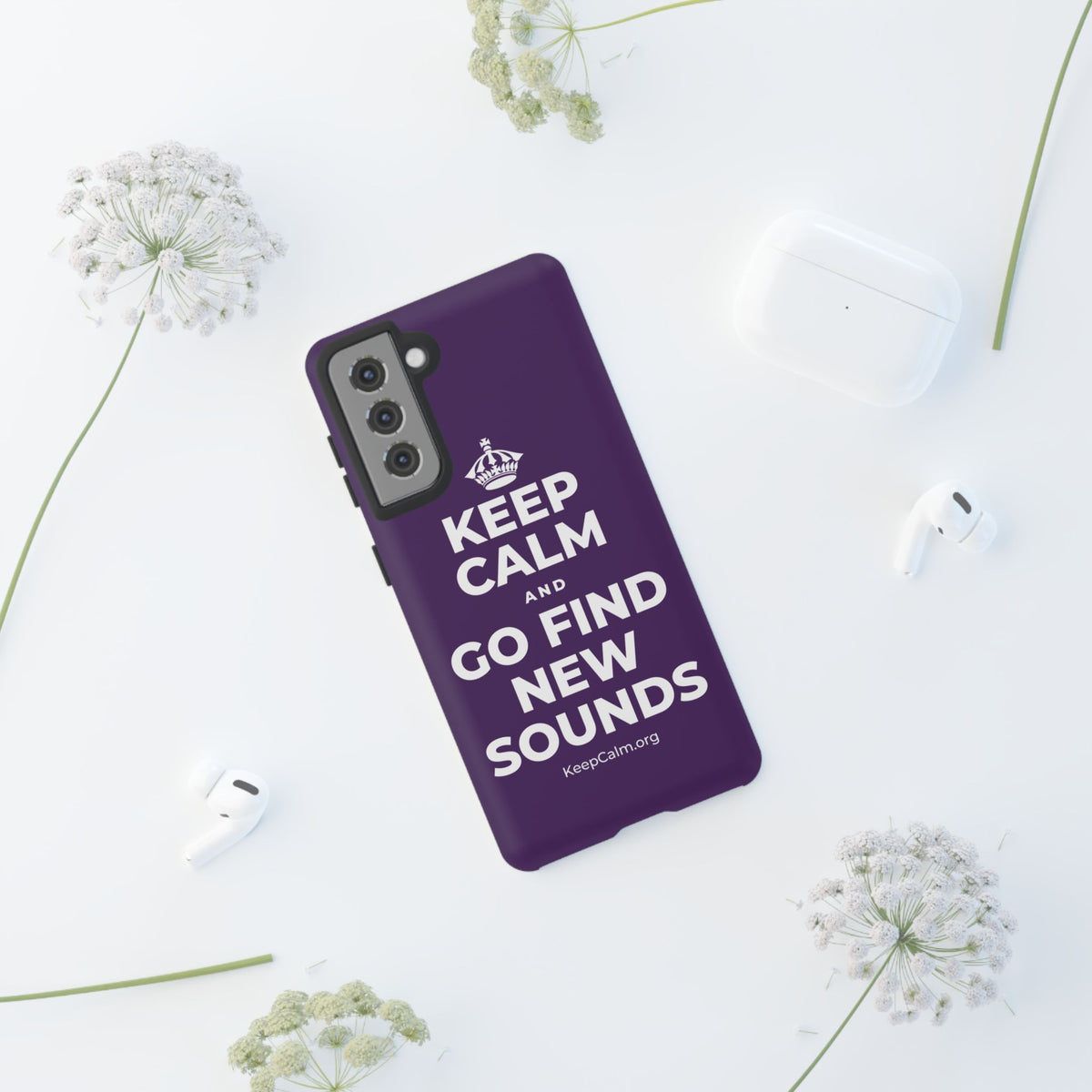 KEEP CALM AND GO FIND NEW SOUNDS Phone Case