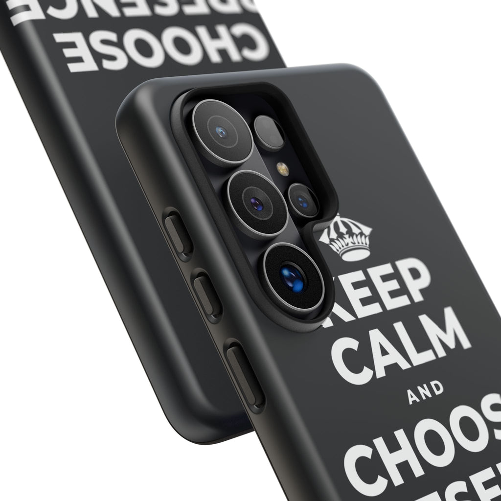 KEEP CALM AND CHOOSE PRESENCE OVER PRESENTS Phone Case (Dark)