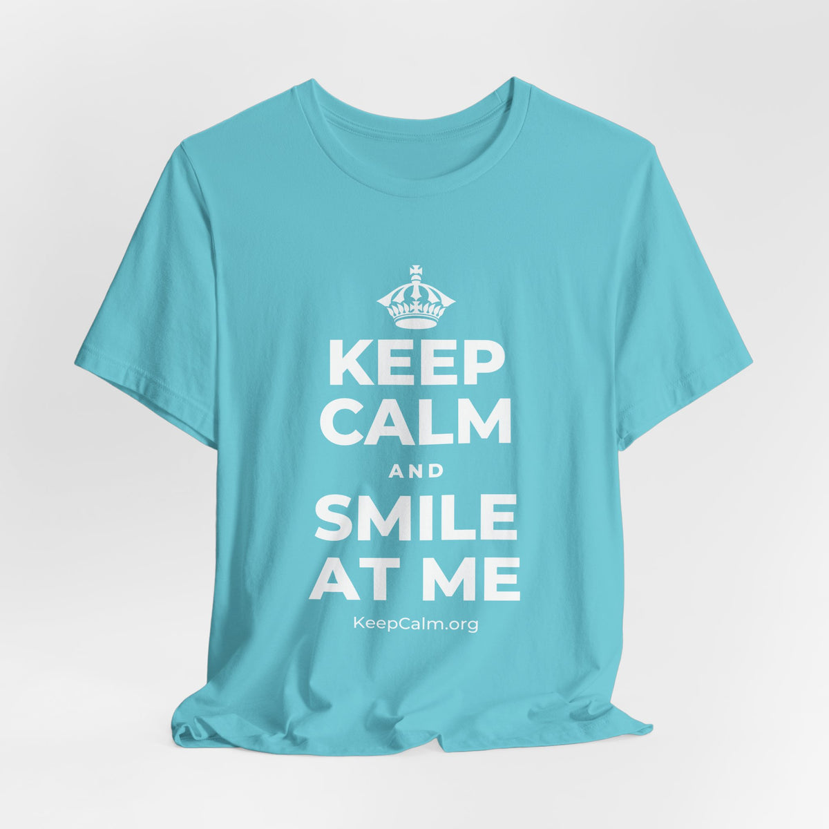 KEEP CALM AND SMILE AT ME T-Shirt (Soft Cream–Heather Mauve)