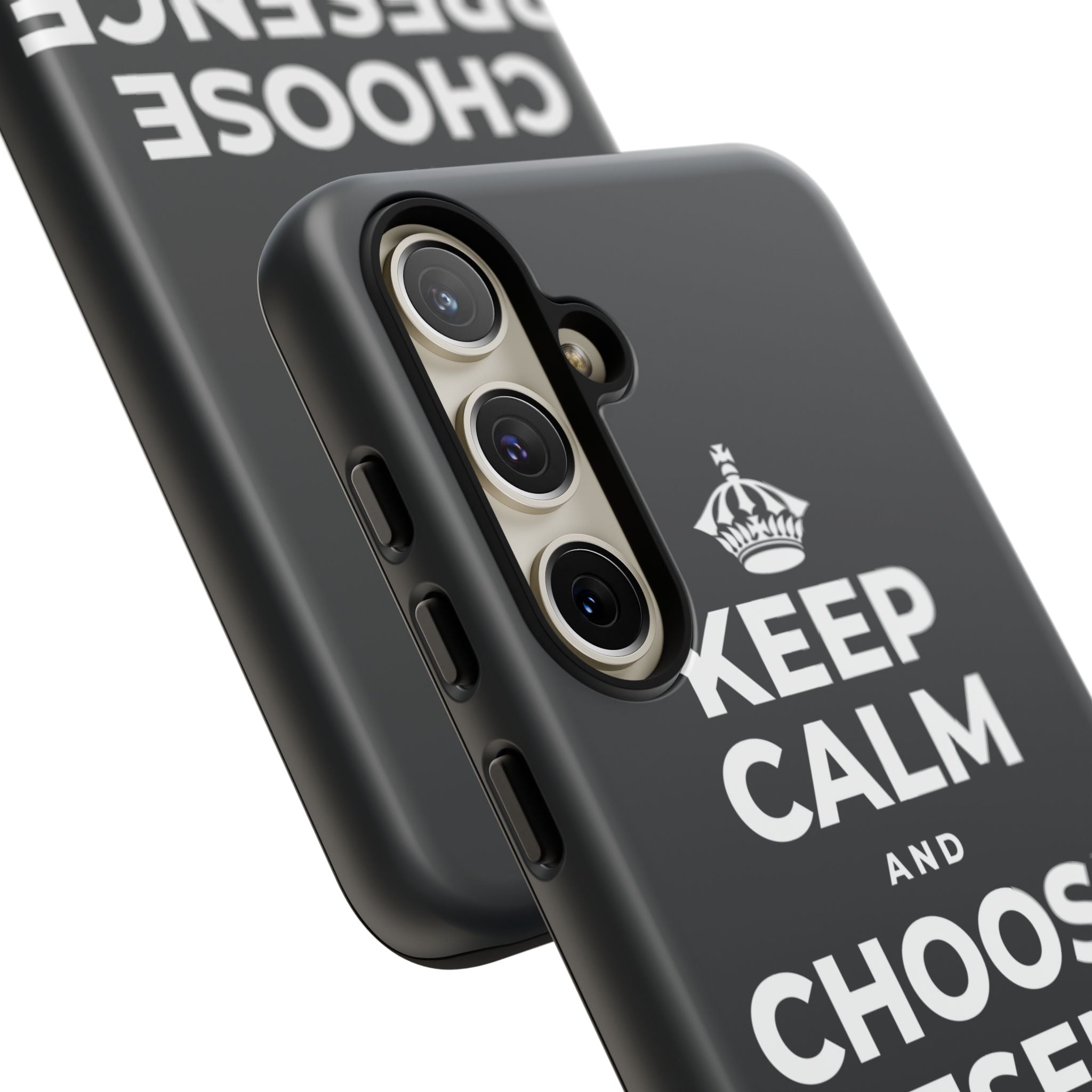 KEEP CALM AND CHOOSE PRESENCE OVER PRESENTS Phone Case (Dark)