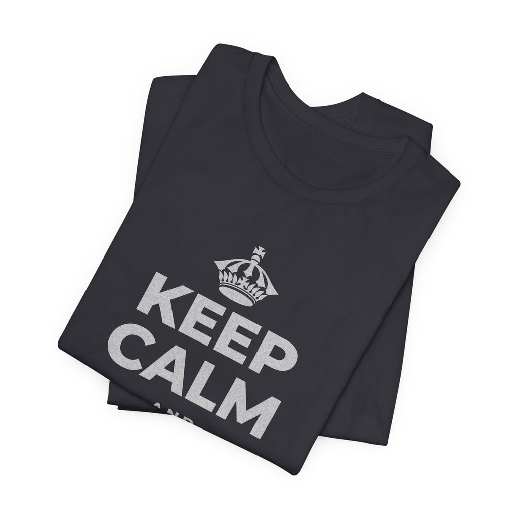 KEEP CALM AND BUILD IT T-Shirt (Baby Blue–Silver)