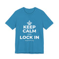KEEP CALM AND LOCK IN T-Shirt (White–Asphalt)