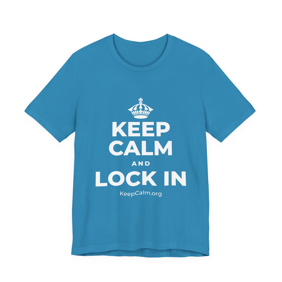 KEEP CALM AND LOCK IN T-Shirt (White–Asphalt)
