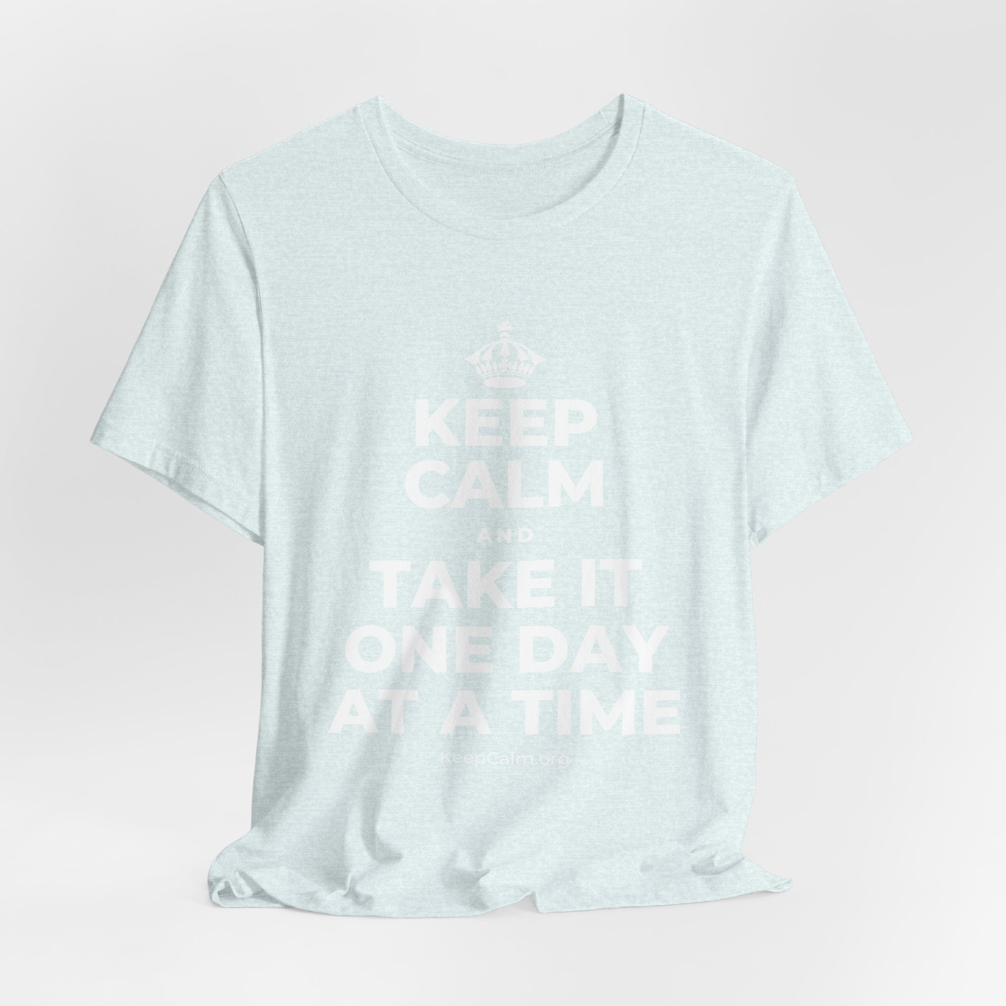 KEEP CALM AND TAKE IT ONE DAY AT A TIME T-Shirt (Soft Cream–Heather Mauve)