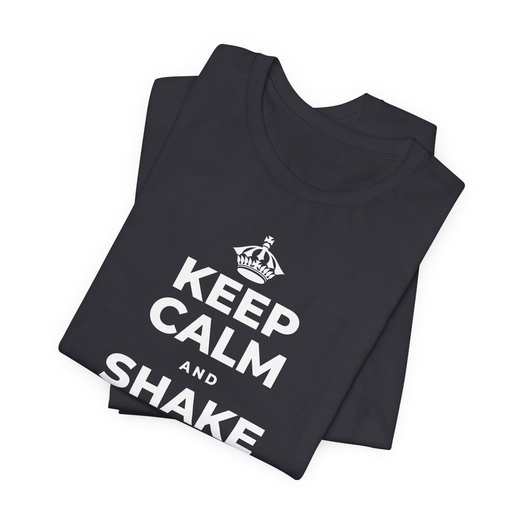 KEEP CALM AND SHAKE OFF THE WINTER T-Shirt (Baby Blue–Silver)