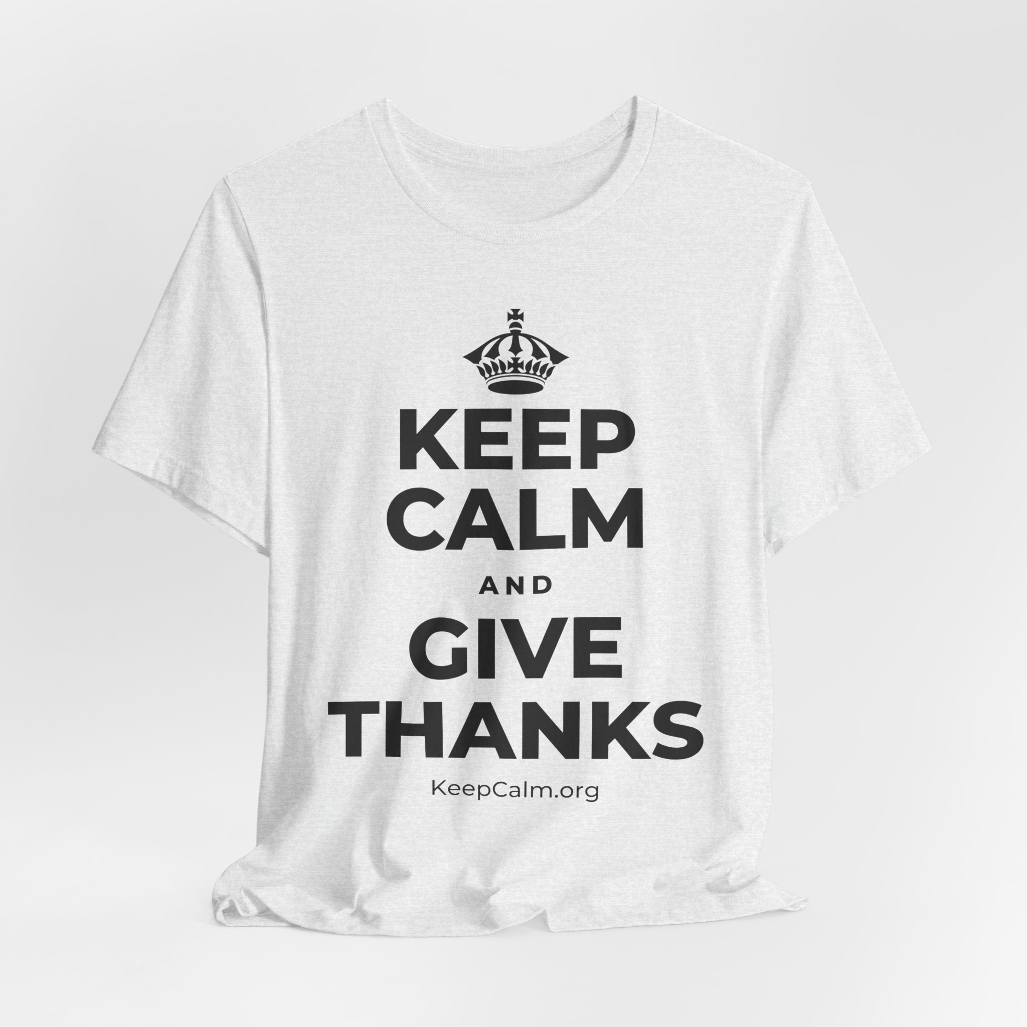 KEEP CALM AND GIVE THANKS T-Shirt (Soft Cream–Heather Mauve)
