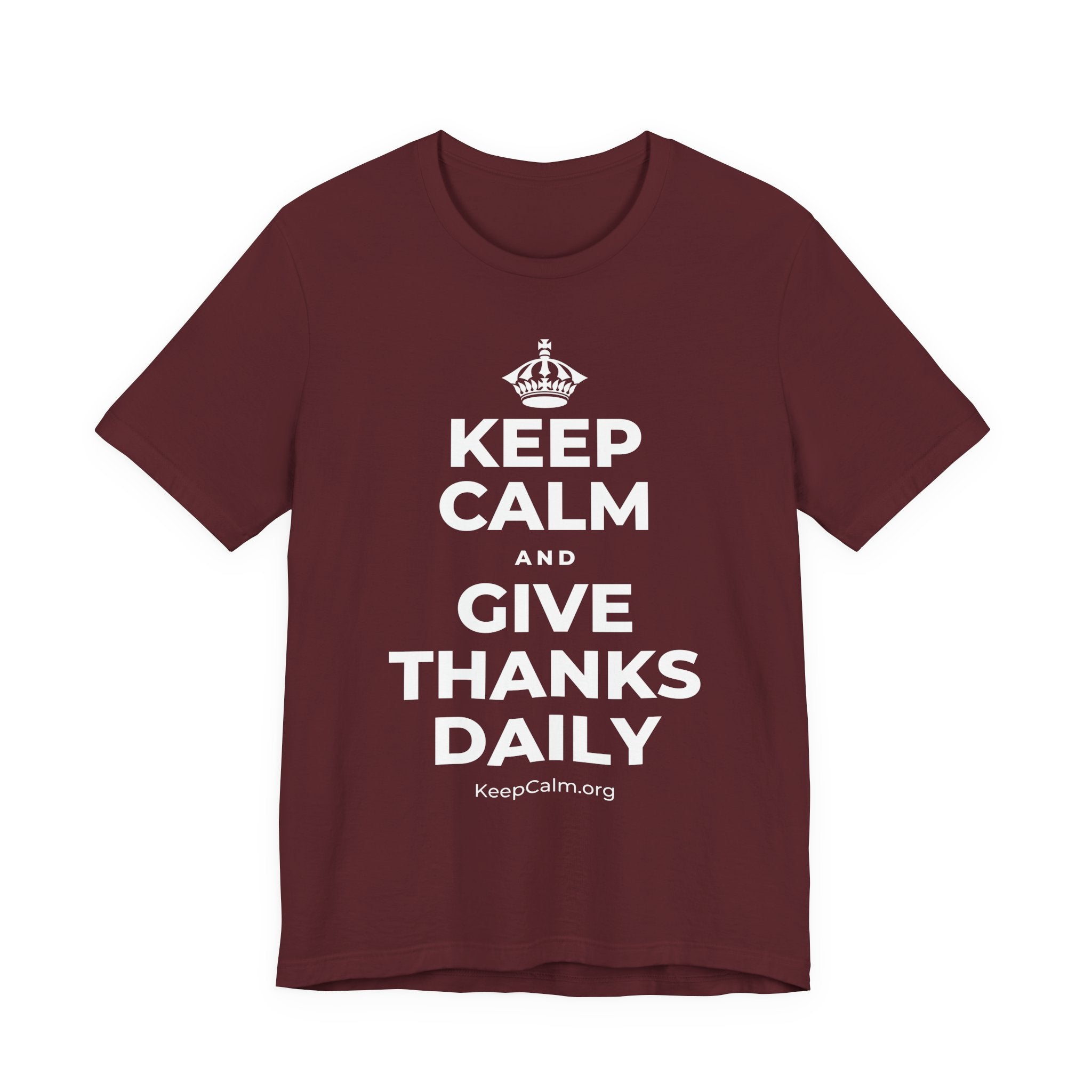 KEEP CALM AND GIVE THANKS DAILY T-Shirt (Baby Blue–Silver)