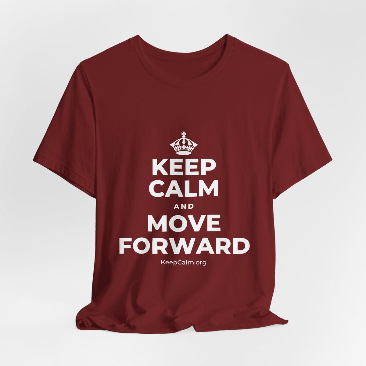 KEEP CALM AND MOVE FORWARD T-Shirt (Baby Blue–Silver)