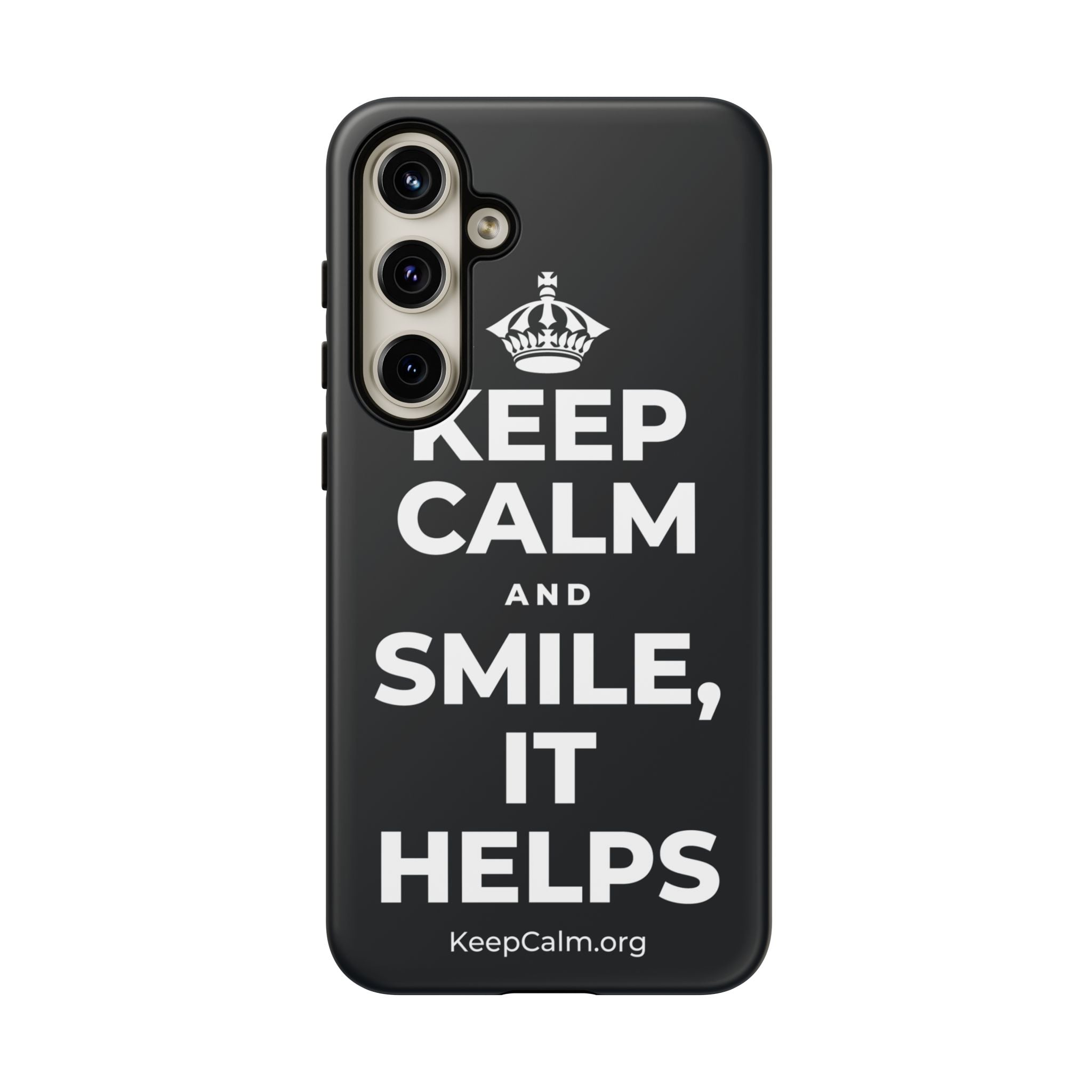 KEEP CALM AND SMILE, IT HELPS Phone Case (Dark)