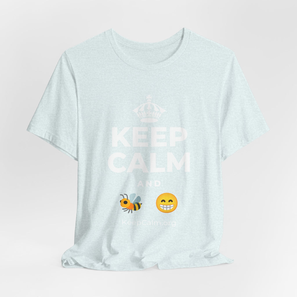 KEEP CALM AND BEE HAPPY T-Shirt (Soft Cream–Heather Mauve)