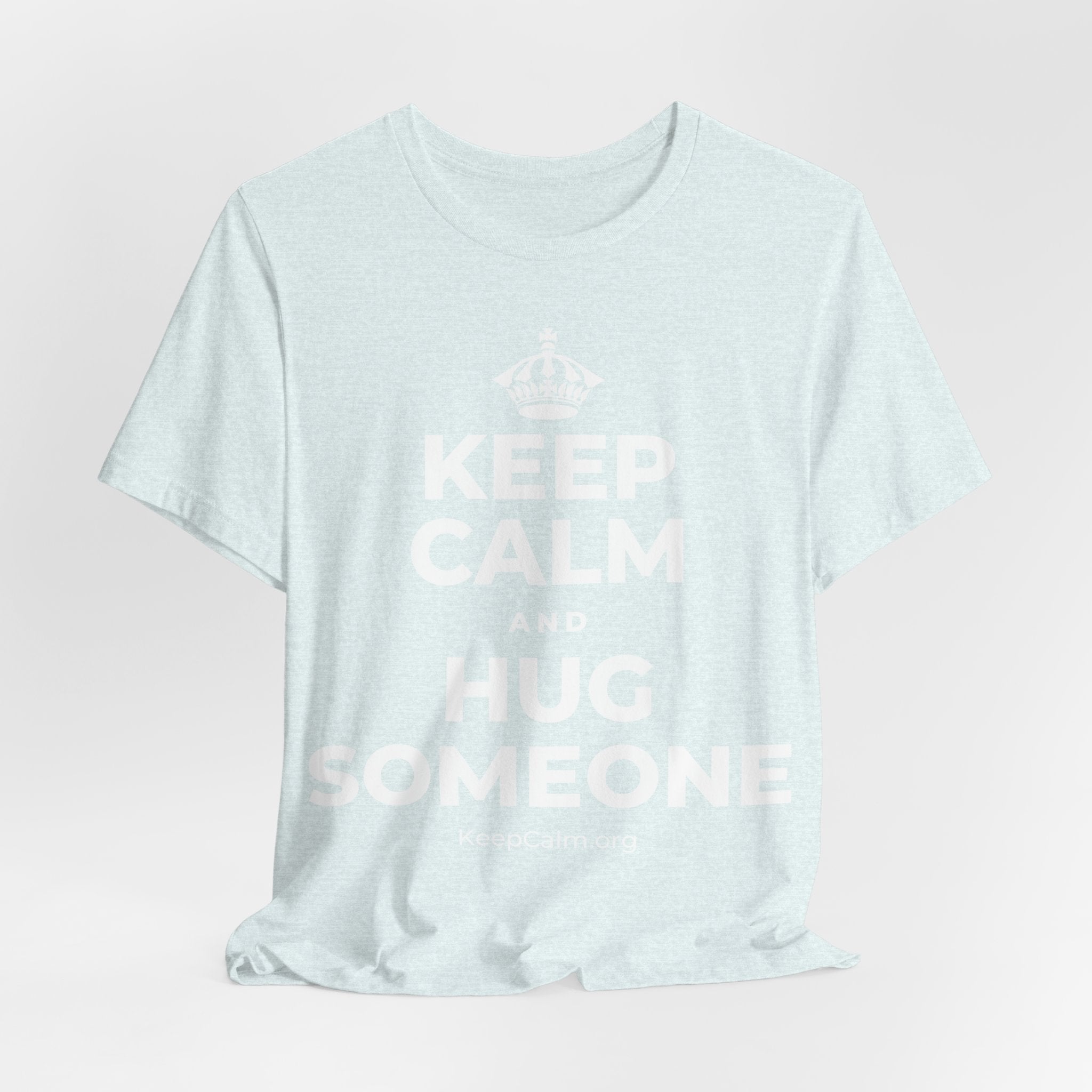 KEEP CALM AND HUG SOMEONE T-Shirt (Soft Cream–Heather Mauve)