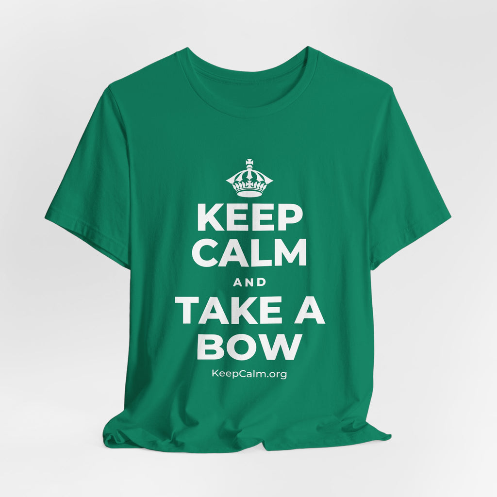 KEEP CALM AND TAKE A BOW T-Shirt (White–Asphalt)