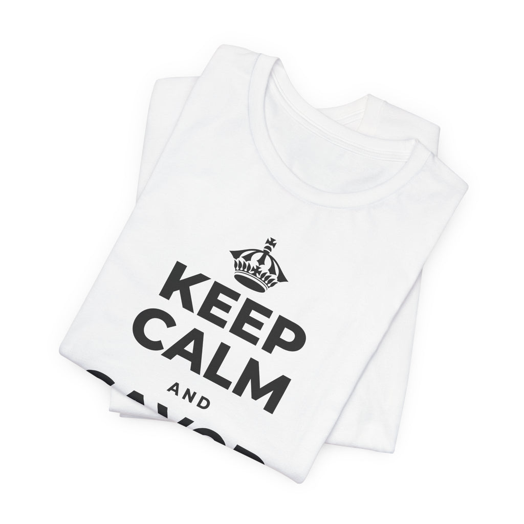 KEEP CALM AND SAVOR THE SIMPLE T-Shirt (White–Asphalt)