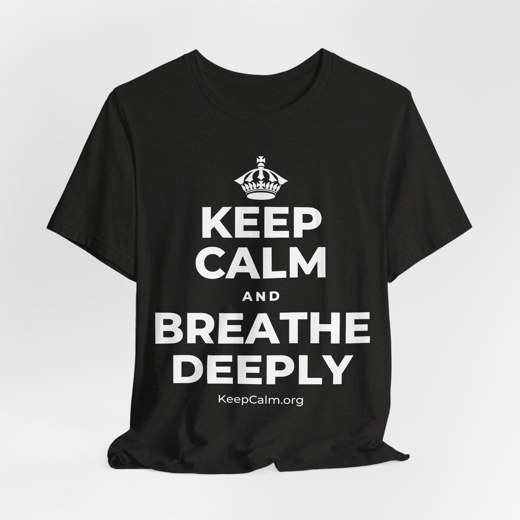 KEEP CALM AND BREATHE DEEPLY T-Shirt (Soft Cream–Heather Mauve)