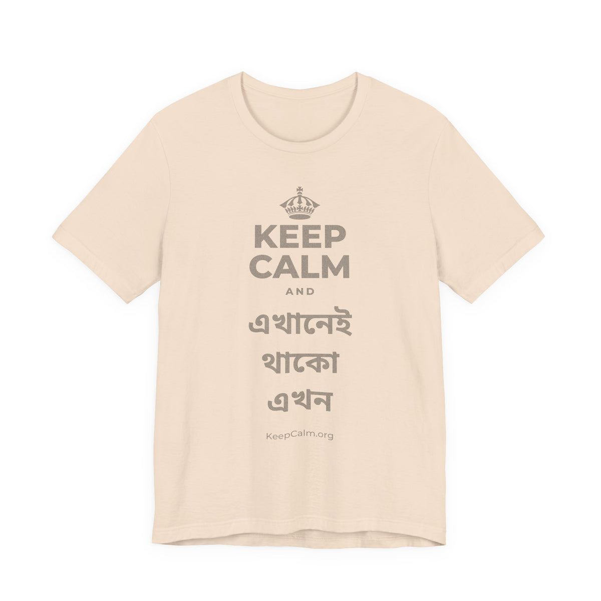 KEEP CALM AND এখানেই থাকো এখন T-Shirt (Soft Cream–Heather Mauve)