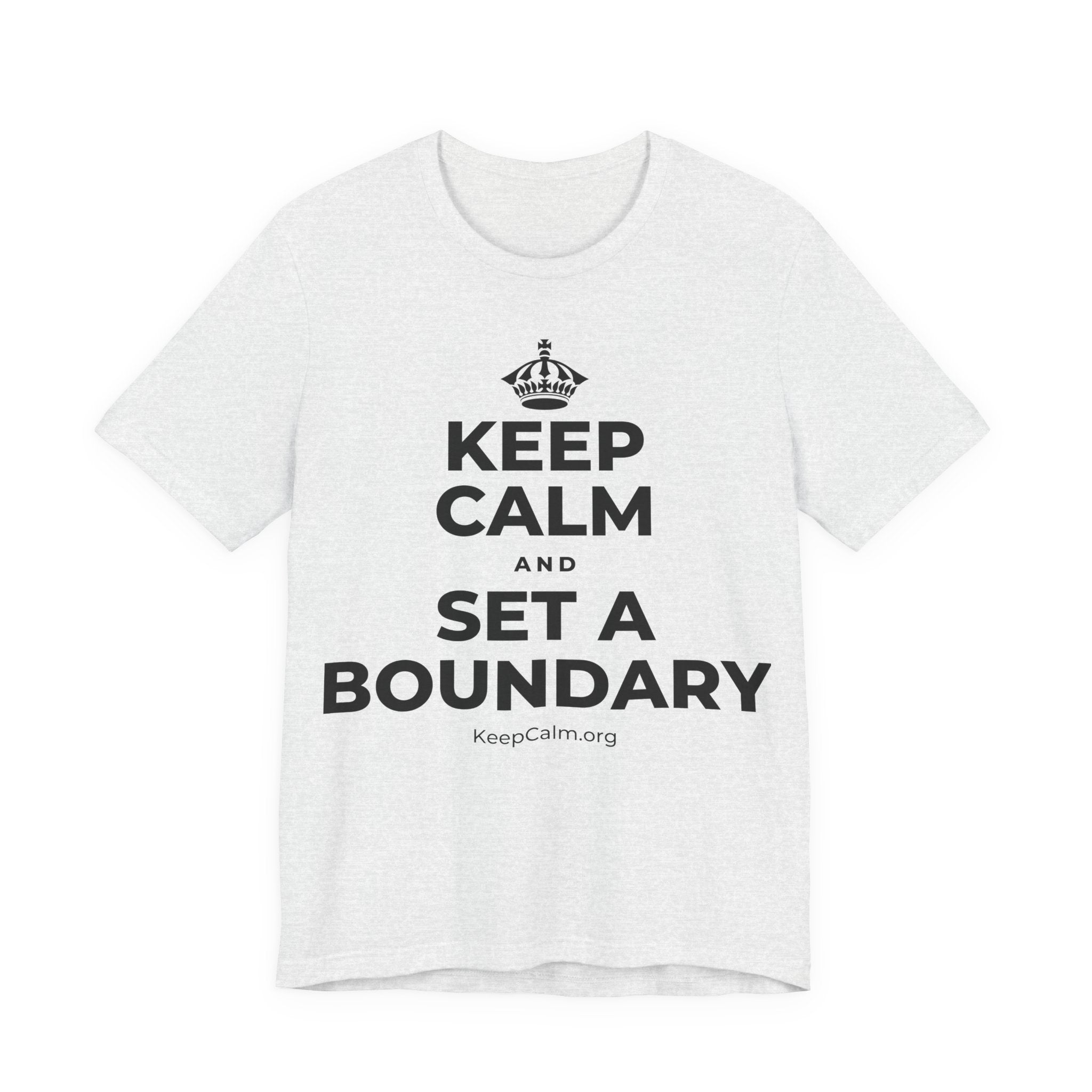 KEEP CALM AND SET A BOUNDARY T-Shirt (Soft Cream–Heather Mauve)