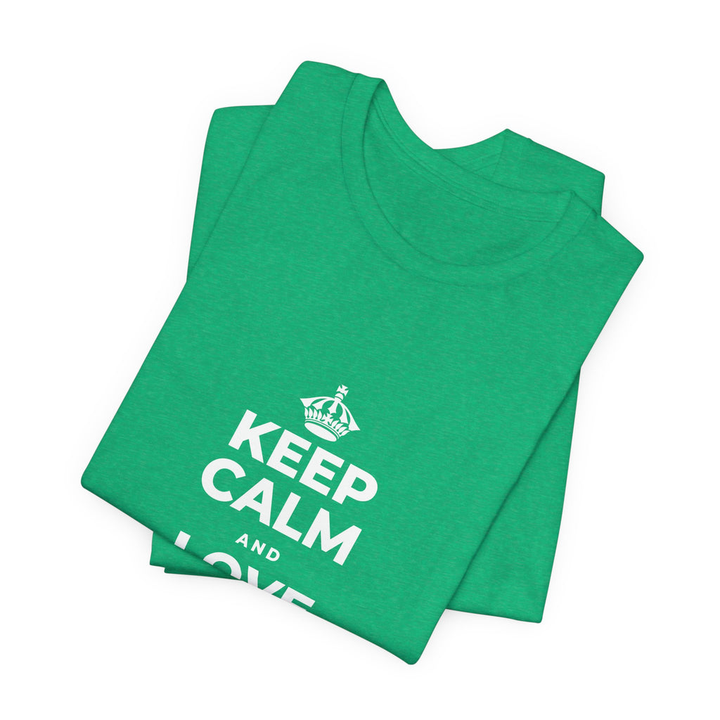 KEEP CALM AND LOVE WITHOUT POSSESSION T-Shirt (Baby Blue–Silver)
