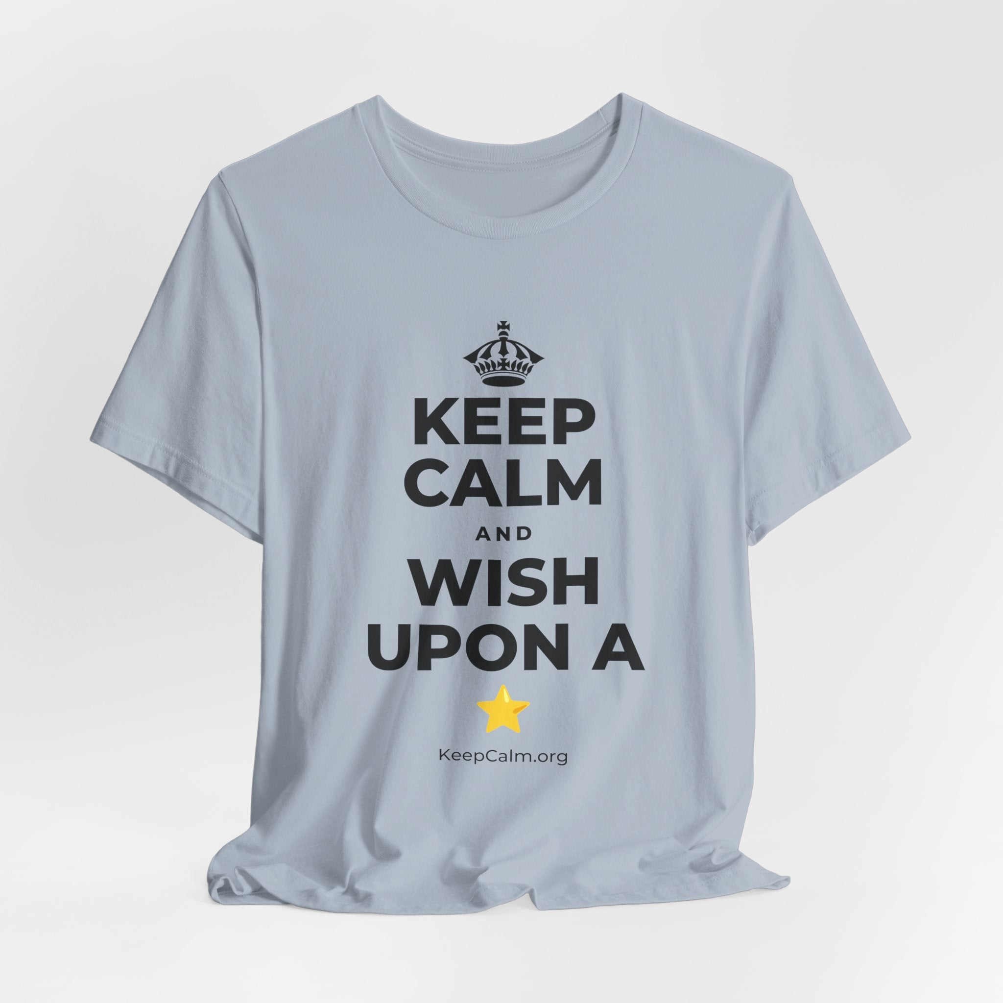 KEEP CALM AND WISH UPON A ⭐ T-Shirt (White–Asphalt)