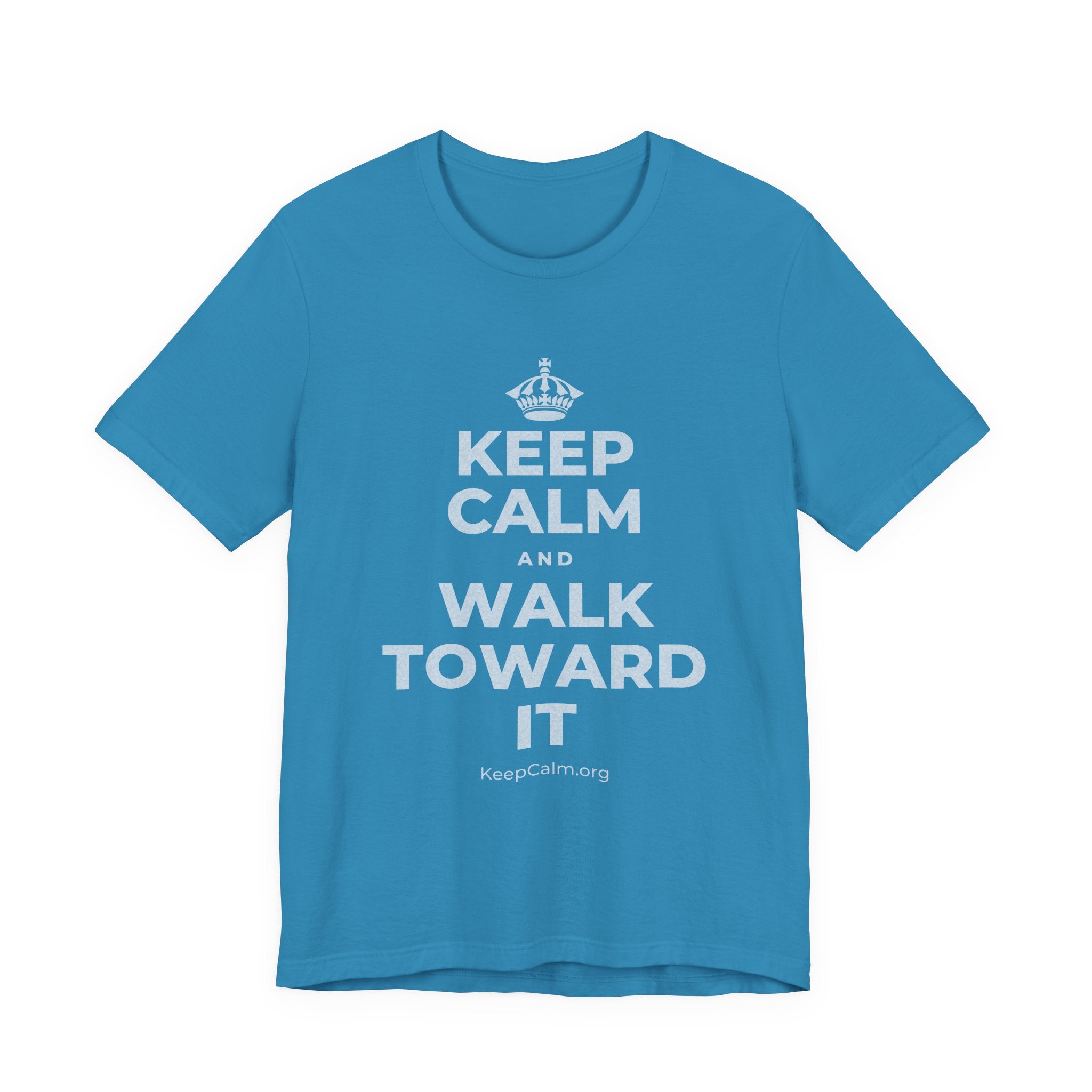KEEP CALM AND WALK TOWARD IT T-Shirt (White–Asphalt)