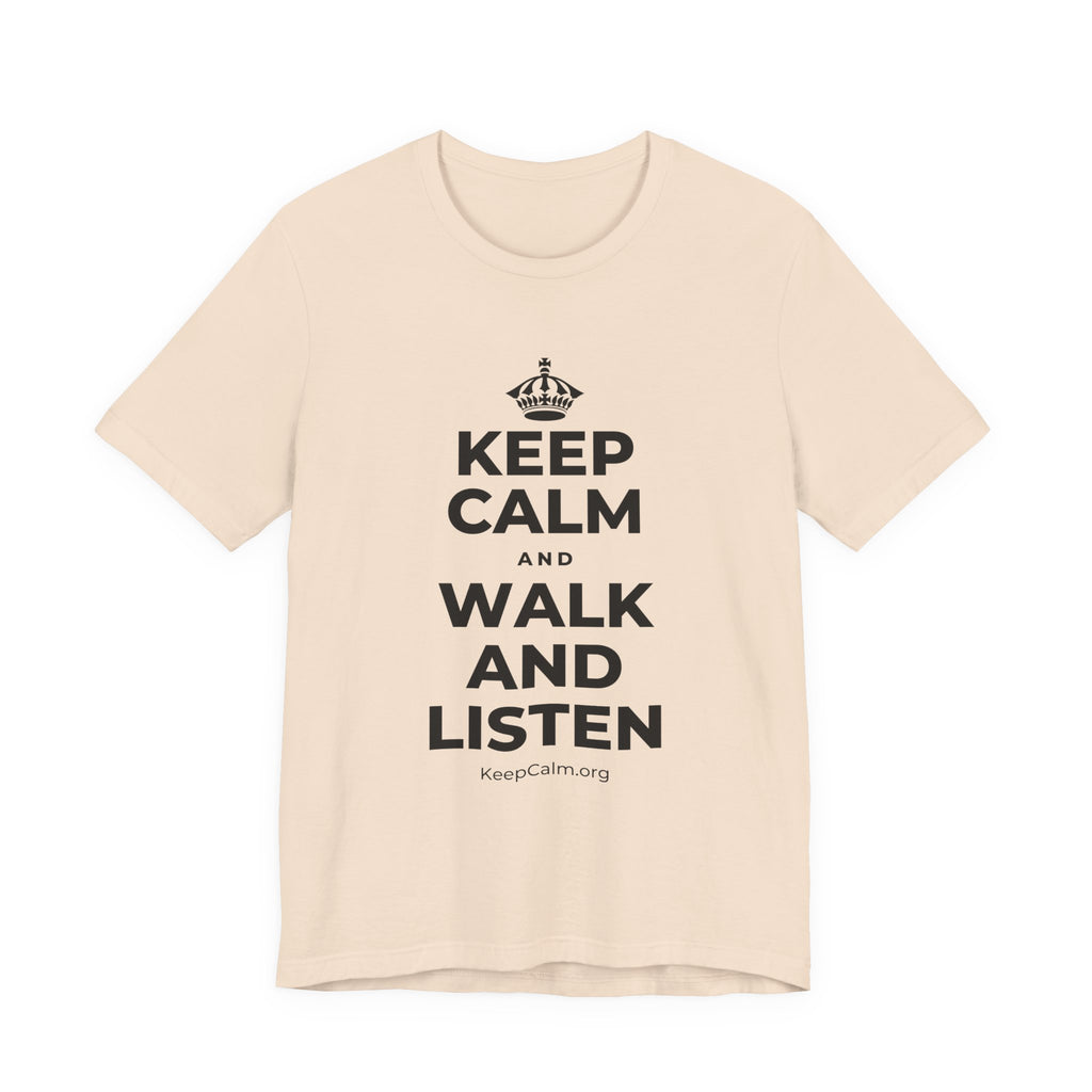 KEEP CALM AND WALK AND LISTEN T-Shirt (Soft Cream–Heather Mauve)