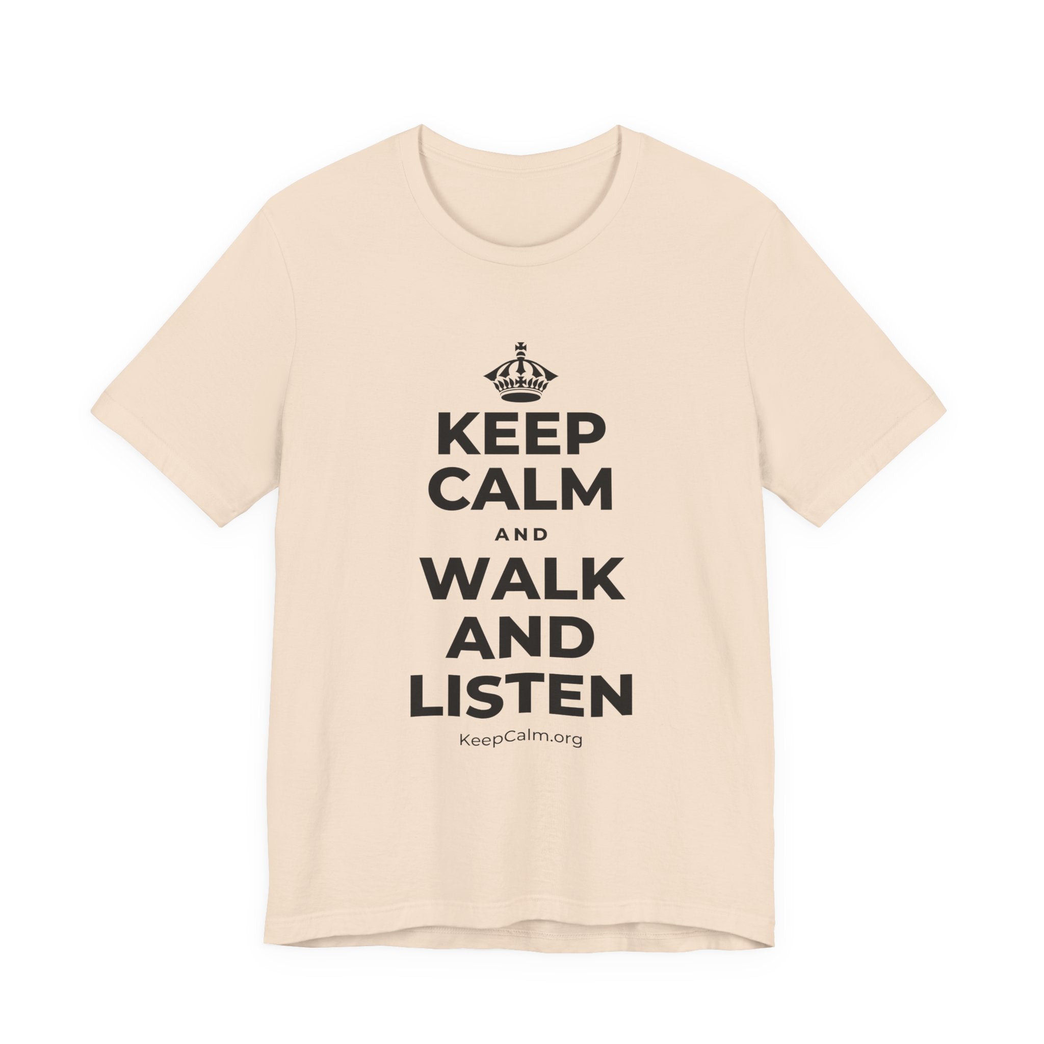 KEEP CALM AND WALK AND LISTEN T-Shirt (Soft Cream–Heather Mauve)