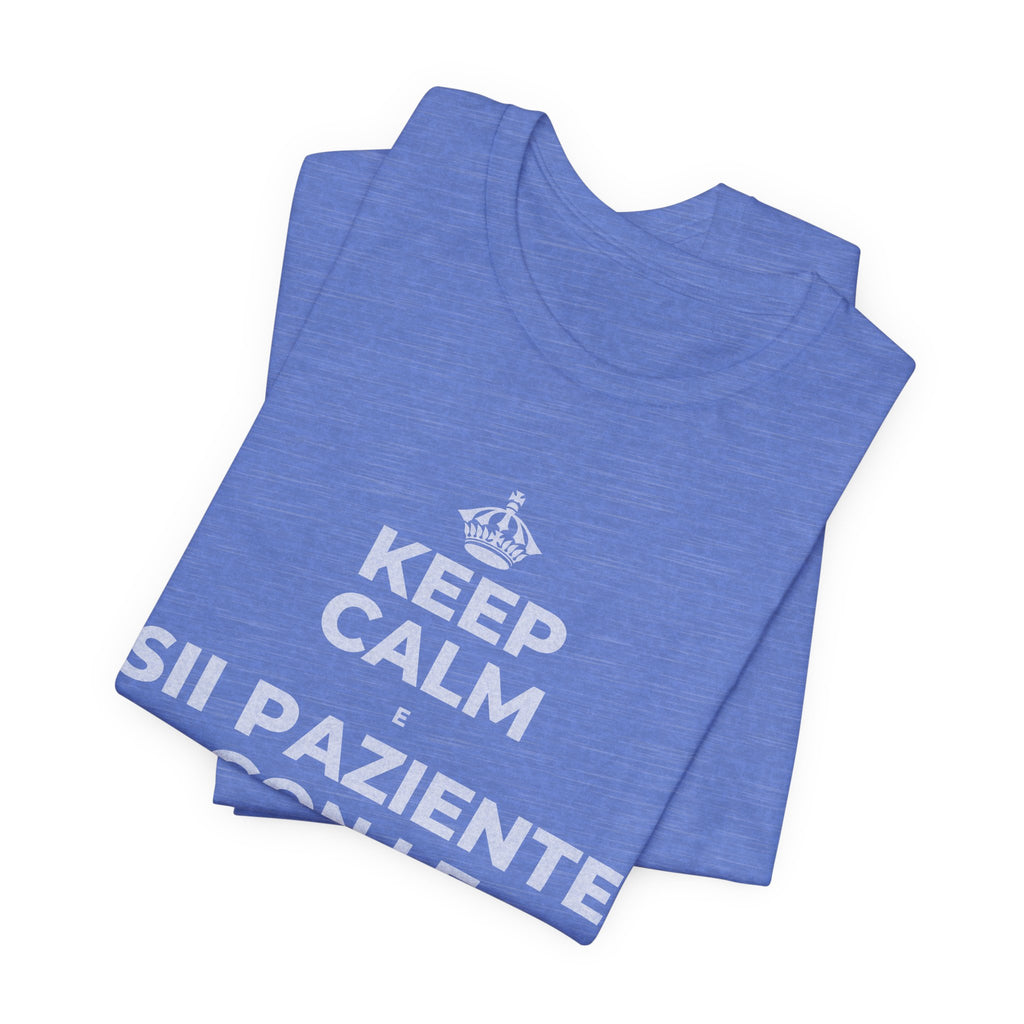 KEEP CALM E SII PAZIENTE CON LE NUOVE ABITUDINI T-Shirt (Soft Cream–Heather Mauve)