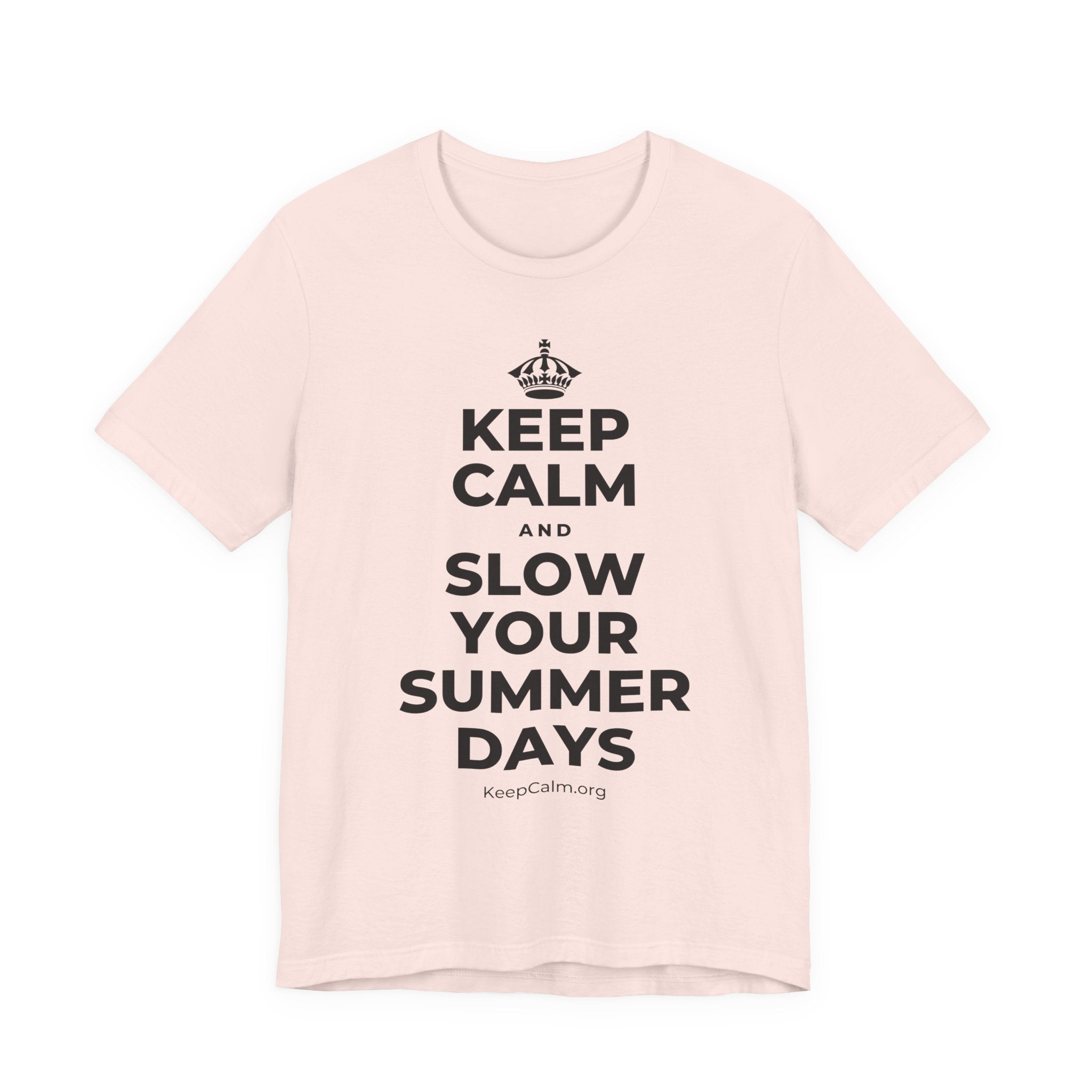 KEEP CALM AND SLOW YOUR SUMMER DAYS T-Shirt (Soft Cream–Heather Mauve)