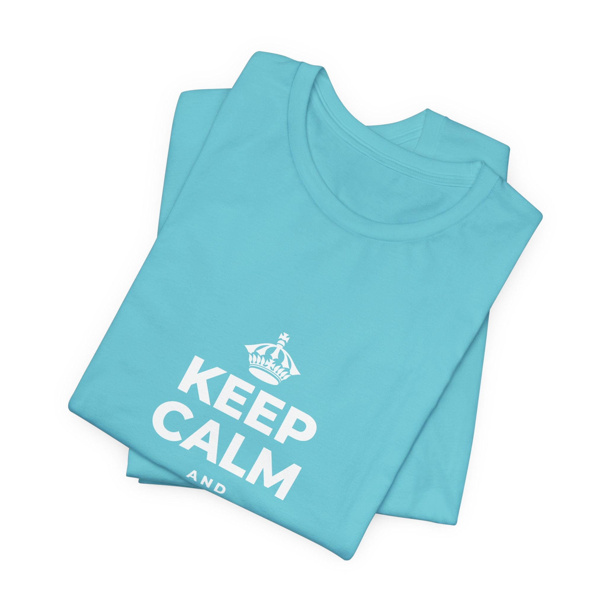 KEEP CALM AND RECHARGE, NO GUILT T-Shirt (Soft Cream–Heather Mauve)