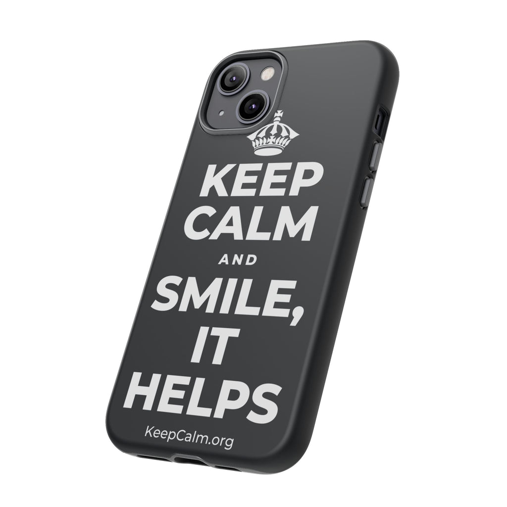KEEP CALM AND SMILE, IT HELPS Phone Case (Dark)