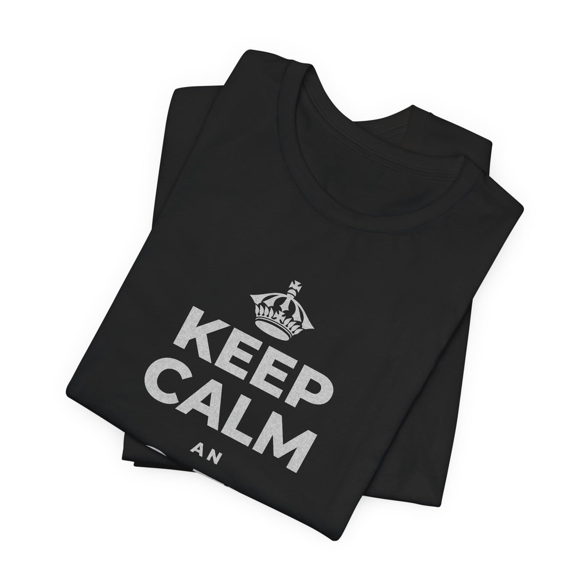 KEEP CALM AN DO THE HARD TIN T-Shirt (White–Asphalt)