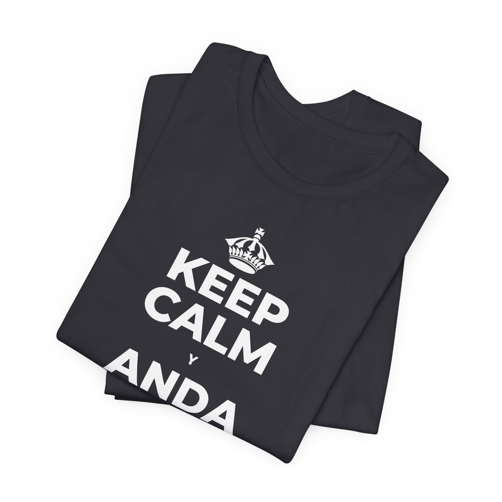 KEEP CALM Y ANDA DESCALZO EN EL PASTO T-Shirt (Baby Blue–Silver)