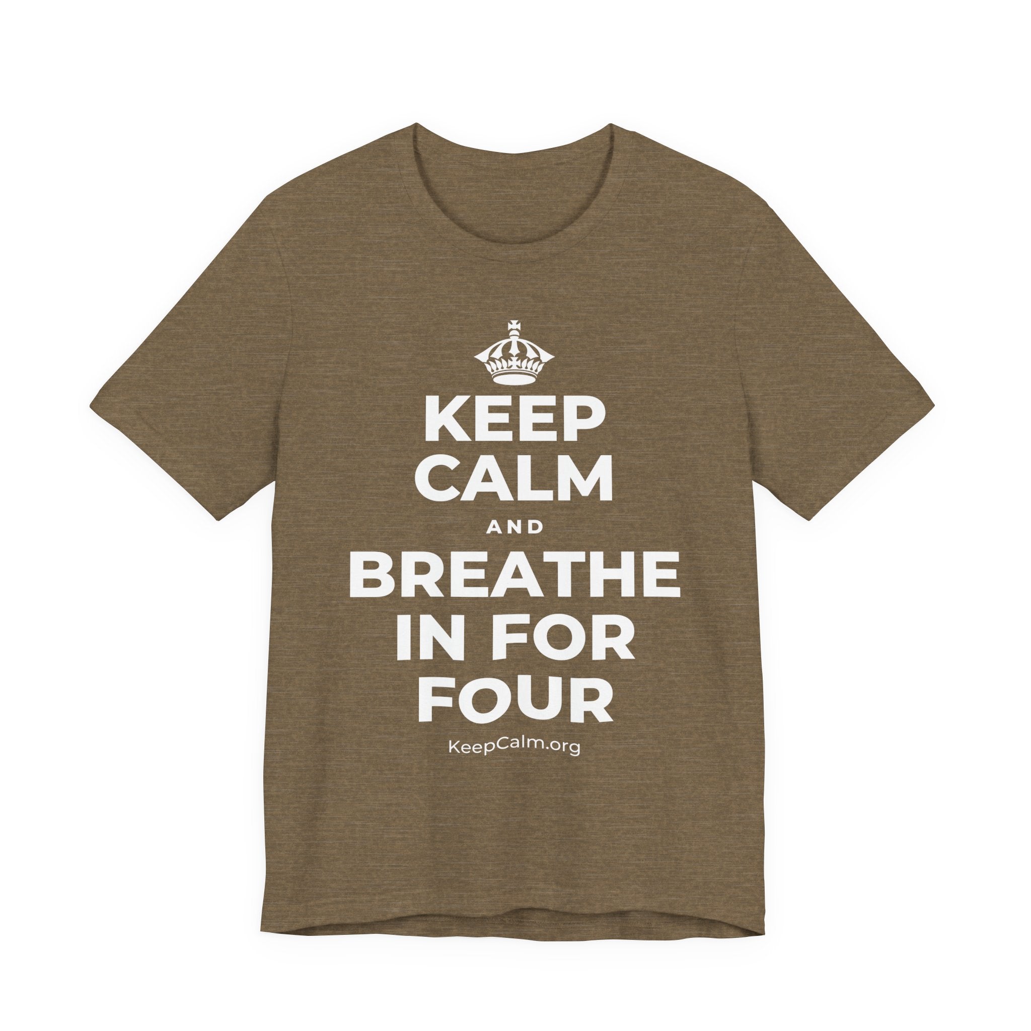 KEEP CALM AND BREATHE IN FOR FOUR T-Shirt (Soft Cream–Heather Mauve)